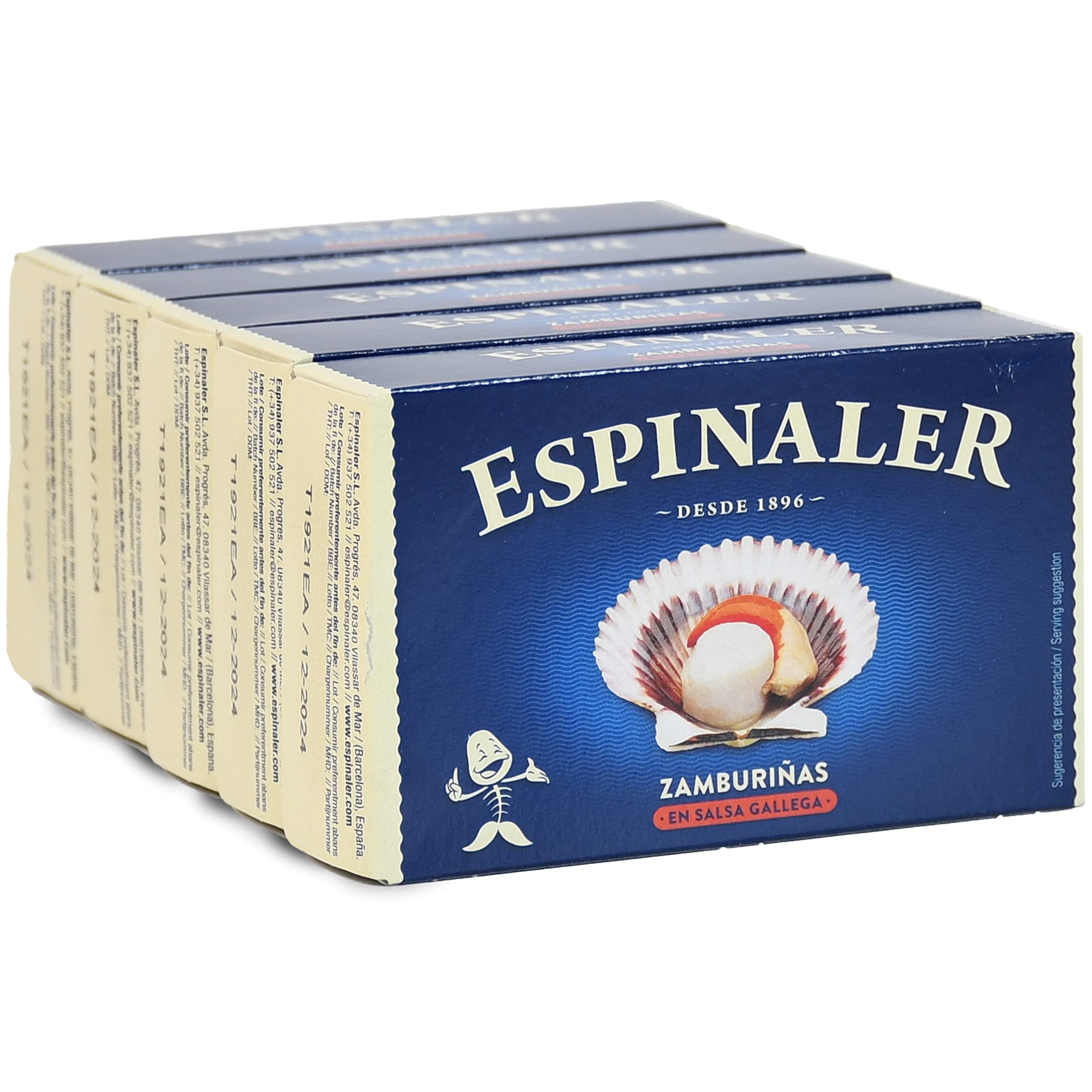 Espinaler Zamburiñas en salsa de vieira Pack 5 latas Conservas Gourmet