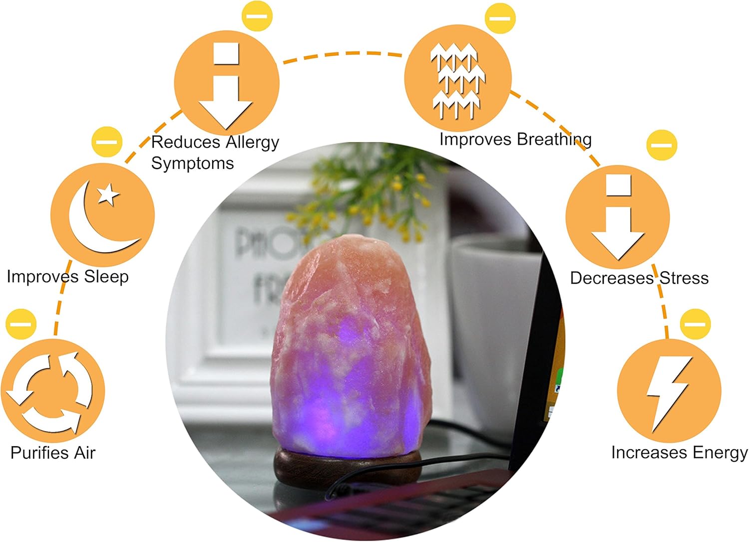Clearance! ! ! JIC Gem Natural USB Himalayan Salt Lamp Crystal Salt Rock Mini Hand Carved Lamp with Multi-Color LED Changing Bulb
