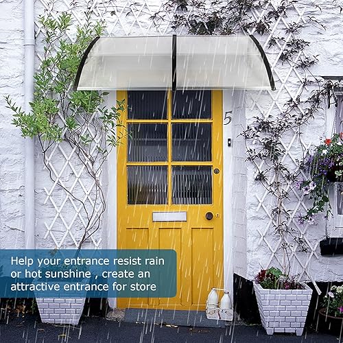 Miniatura 2 de Toldo para puerta de ventana de 80 x 40 pulgadas, cubierta de policarbonato para puerta de entrada, toldo exterior para ventana exterior, UPF 50+,