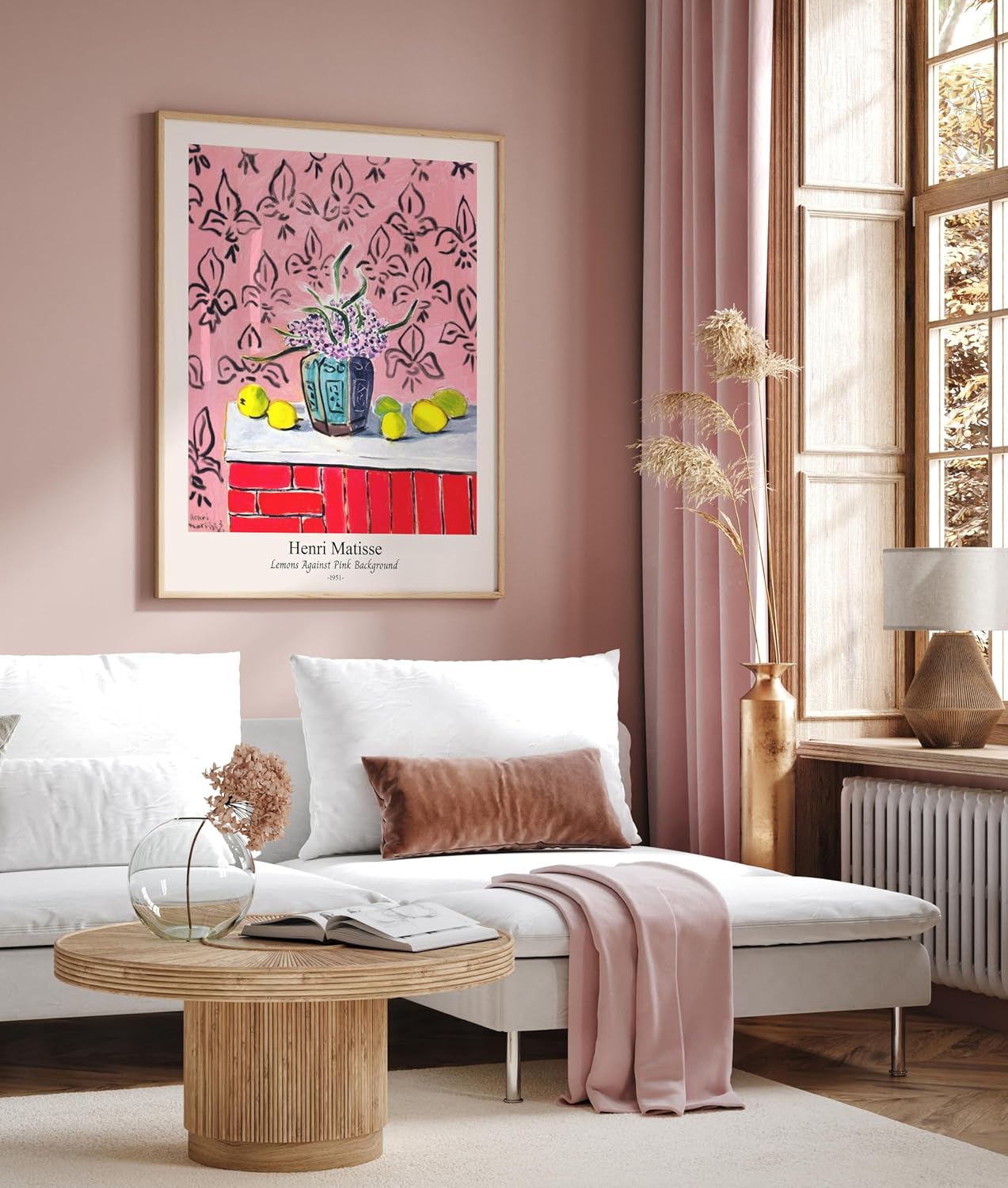 Poster Master Vintage Henri Matisse Poster - Retro Lemons Against Pink Background Print - Fruit Art - Fauvism Artwork - Fine Piece - Kitchen or Dining Room Decor - 8x10 UNFRAMED Wall Decor