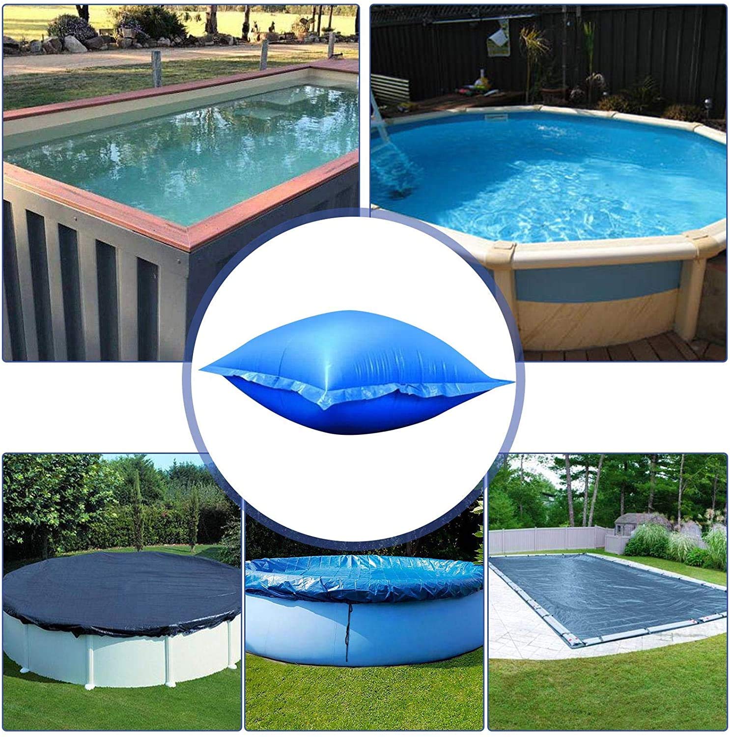 Kellegour 2 PCS Cuscino Piscina Invernal Invernale Copertura,Cuscino Aria Piscina Copertura Invernale,Cuscino Invernale per Piscina,per la Maggior Parte dei Tipi di Piscine,Piccole Piscine,120x120cm