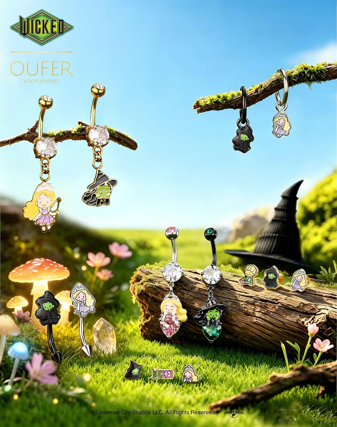 OUFER | WICKED Officially Licensed 16g Elphaba/Glinda Rook Piercing Jewelry