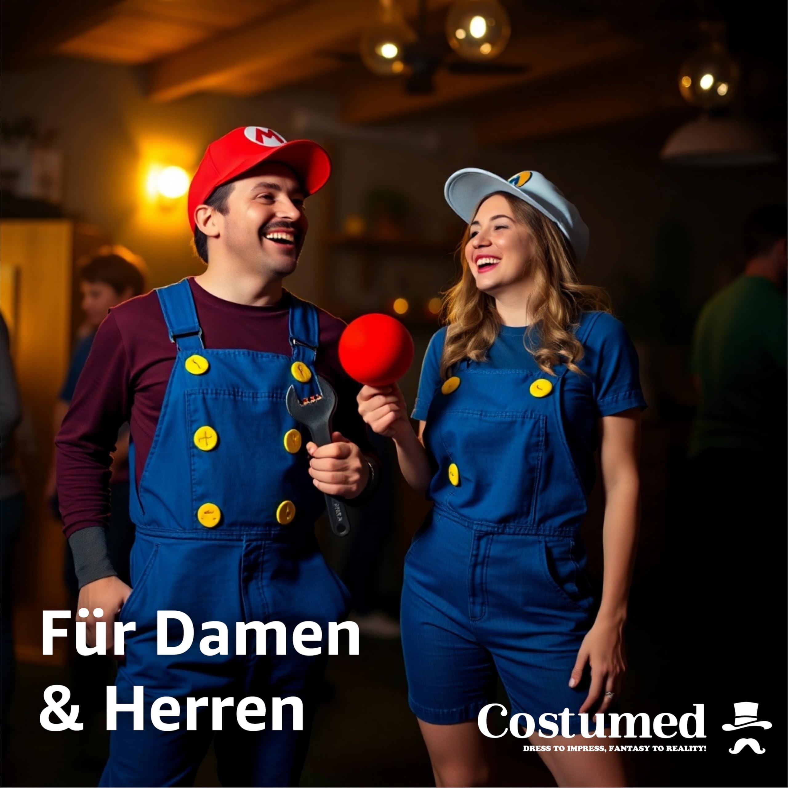 Image secondaire de 4 Boutons Jaunes Extra Larges pour Costumes - Inspirés de Mario & Waluigi