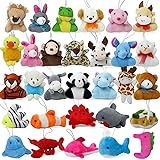 Party Bag Fillers Kids Party Favours Toys, 30 Pcs Mini Stuffed Animal and Plush Toy, Small Animals Plush Keychain Toys, Carnival Prizes in Bulk Classroom Prizes Stuffers Christmas Gifts