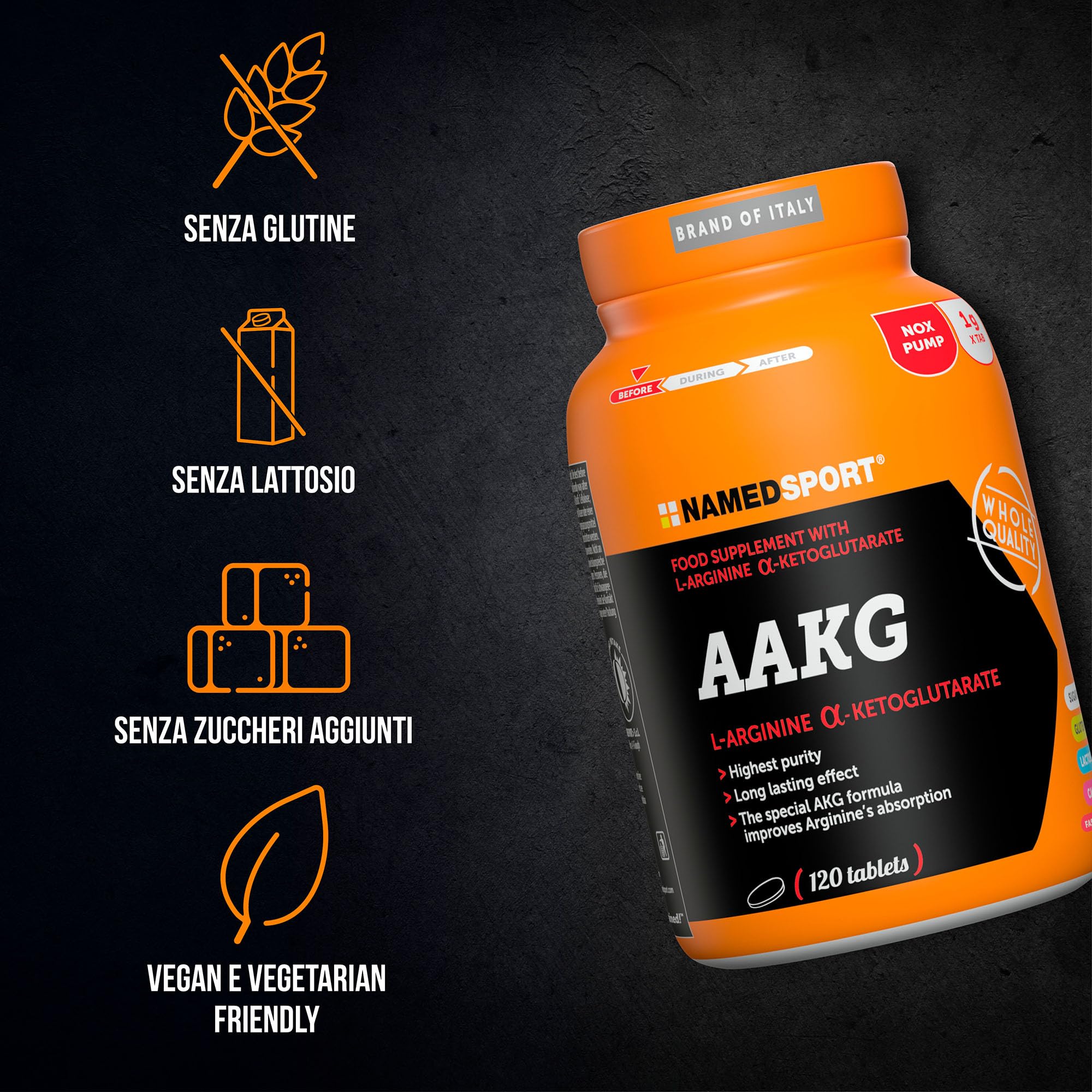 NAMEDSPORT AAKG 120 Compresse | L-Arginina Alfa Chetoglutarato (AAKG) | Supporto Pre Workout e Performance Sportiva | Integratore per Sportivi e Fitness