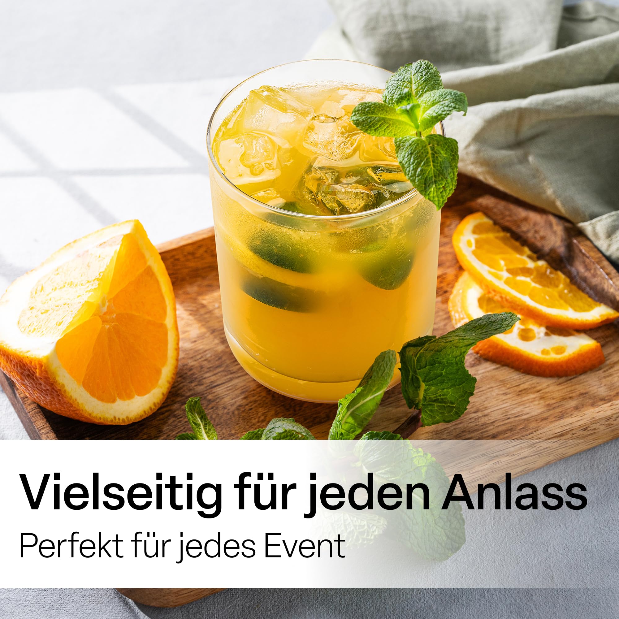 MIAMIO - Trinkgläser Set 24 / Wassergläser in 2 Größen für Wasser & Saft | Gläser Set, 12 kleine (370ml) und 12 große (450ml) Gläser für Wasser, Cocktails, Latte und Saft - spülmaschinenfest im Alltag