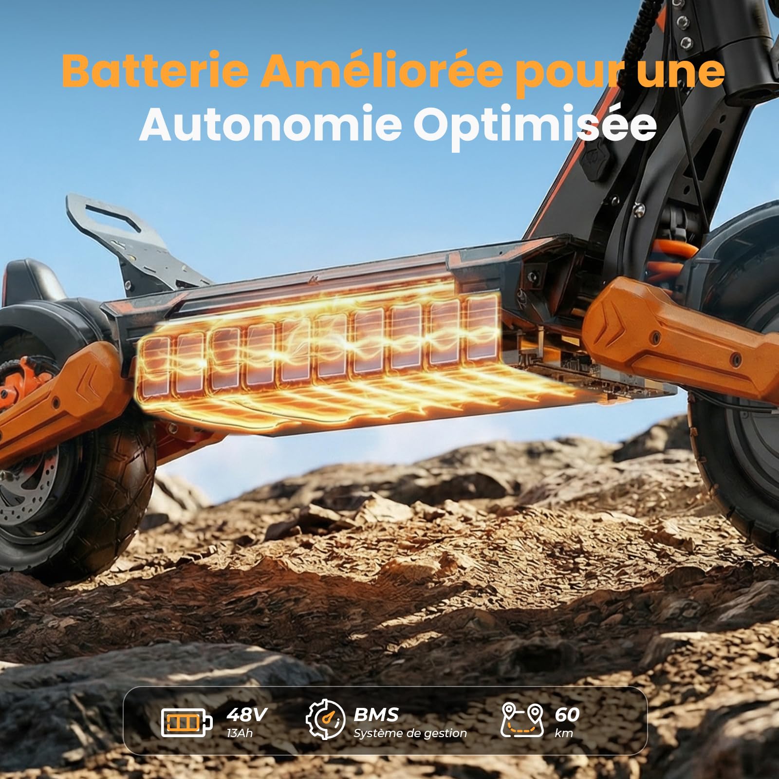 isinwheel GT1Dual Trottinette Électrique Adulte Tout Terrain, Double Moteur Commutable, Batterie 48V 13Ah 60 km Autonomie, Pneus 10" Off-Road, Clignotants LED, Double Frein, Pliable, Charge Max 150 kg