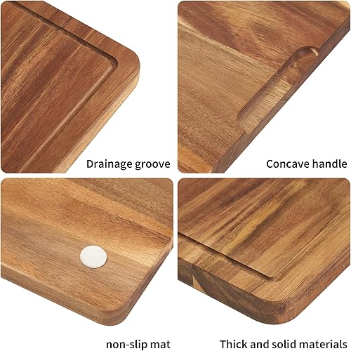 Miniatura 4 de Tabla de cortar grande de madera para cocina, 24 x 18 pulgadas, bloque de carnicero extra grande con ranura para jugo, tabla de charcutería, tablas