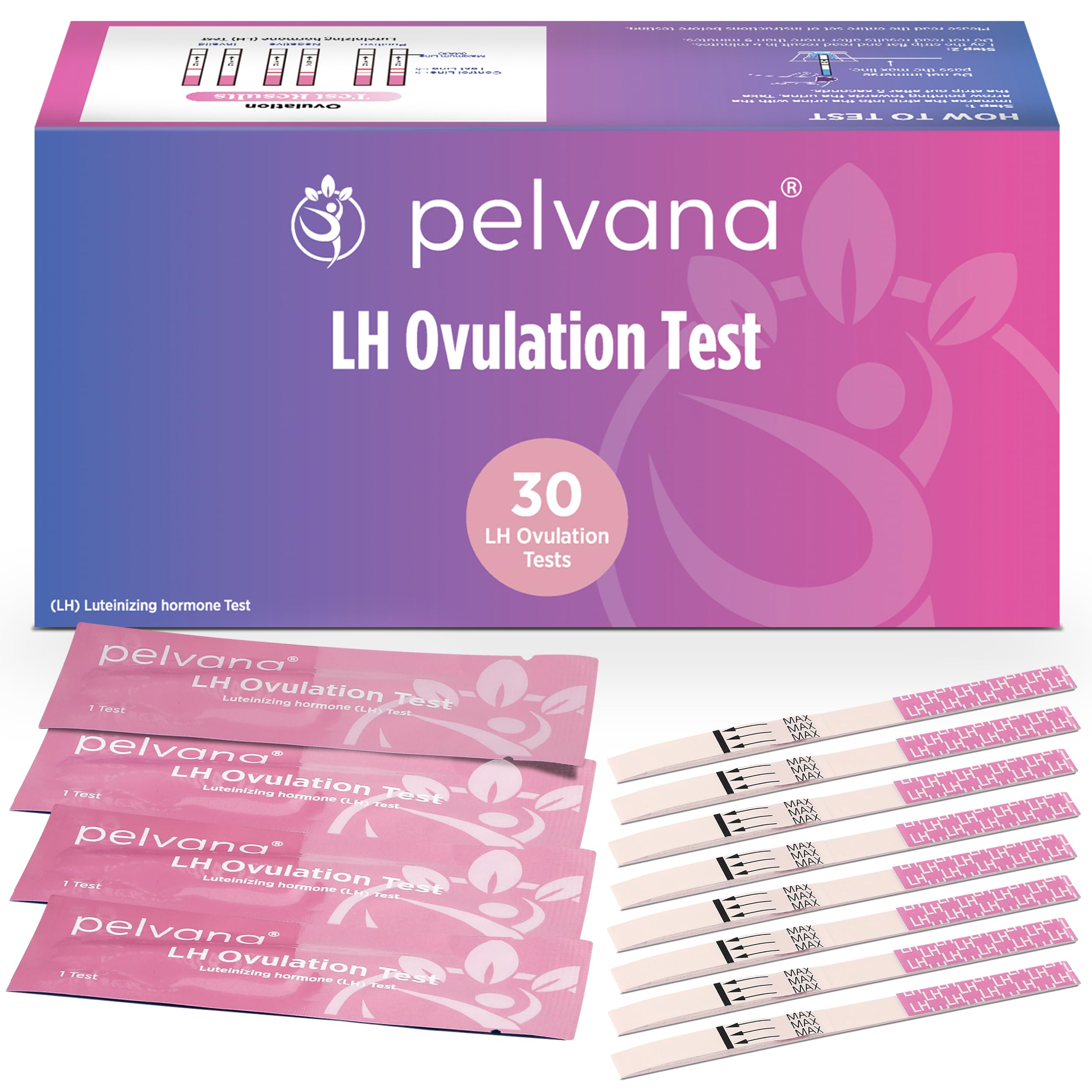 Pelvana 30 Ovulation Test Strips for Women Value Pack 30 LH Ovulation Tests Kit - Identify Your Peak Fertility Days for Your Best Chance at Conception Ideal for Women Trying to Get Pregnant Naturally