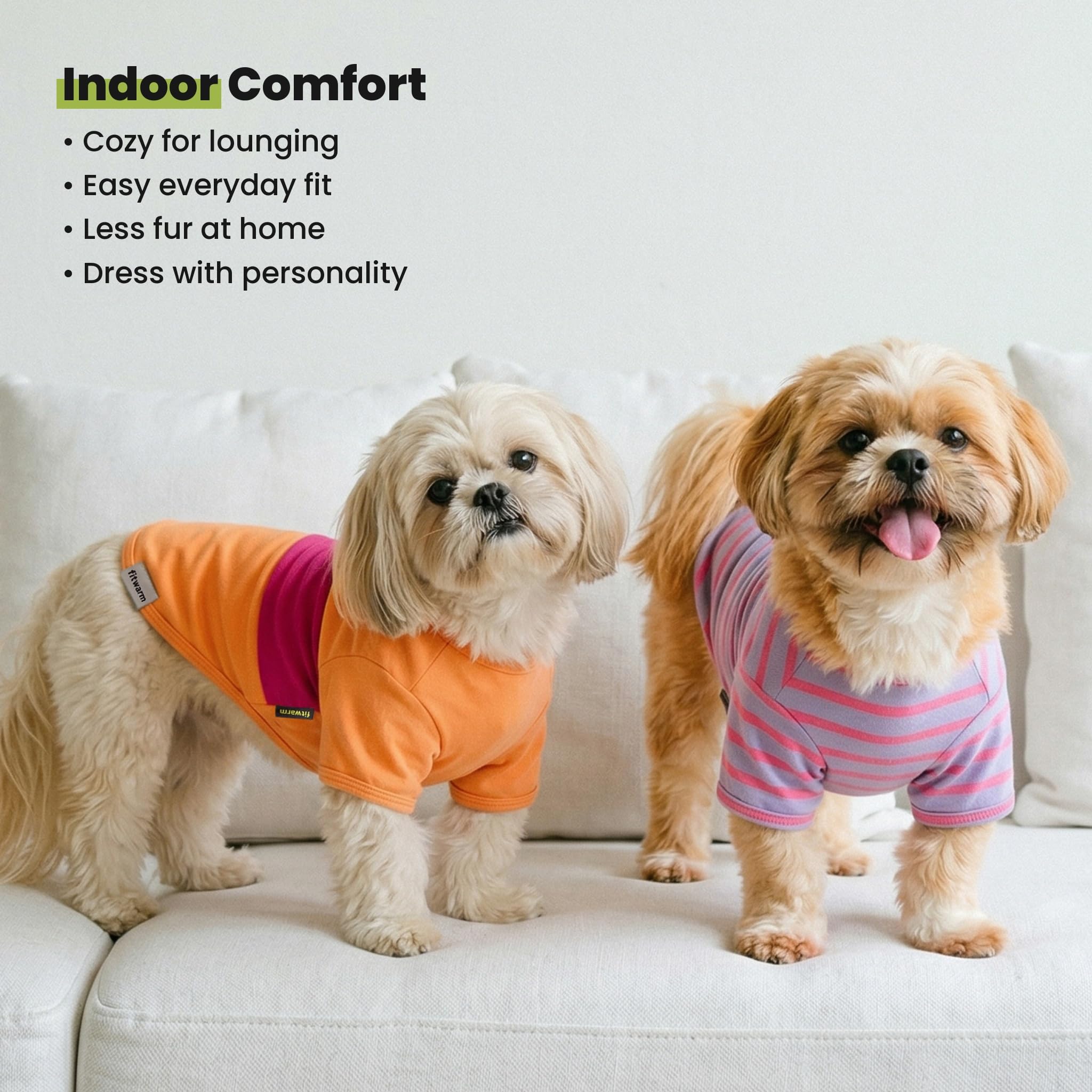 Fitwarm Lot de 3 Chemises rayées aux Couleurs contrastées pour Chien, vêtements d'été pour Petits Chiens, t-Shirts Respirants et légers pour Chien, Tenues pour Animaux de Compagnie, Rose, Orange