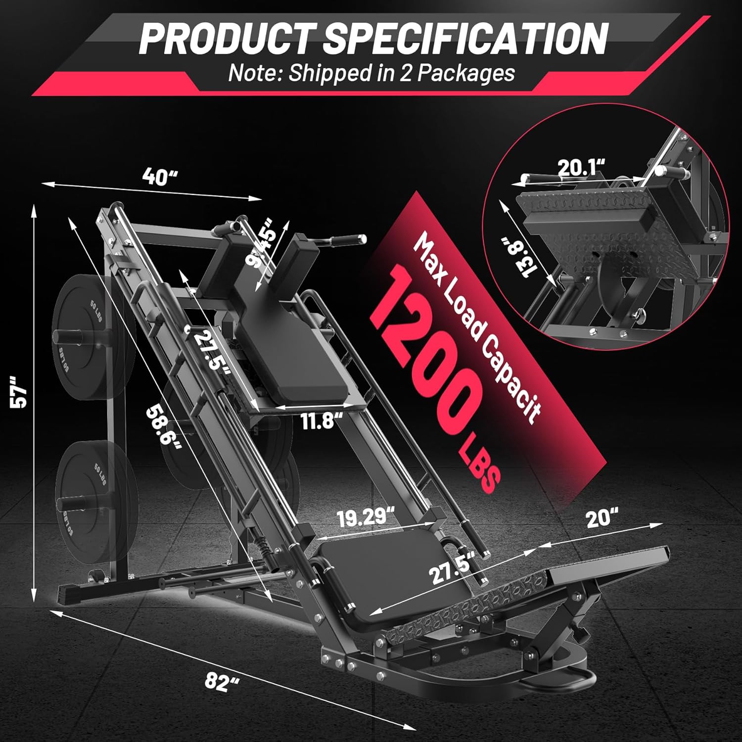 Leg Press Hack Squat Machine, 2 in 1 Leg Press Machine for Home Gym with Linear Bearing, Specialty Hack Squat Machine for Full Lower Body Workout with Calf Block Leg Press Hack Squat Machine, 2 in 1 Leg Press Machine for Home Gym with Linear Bearing, Specialty Hack Squat Machine for Full Lower Body Workout with Calf Block