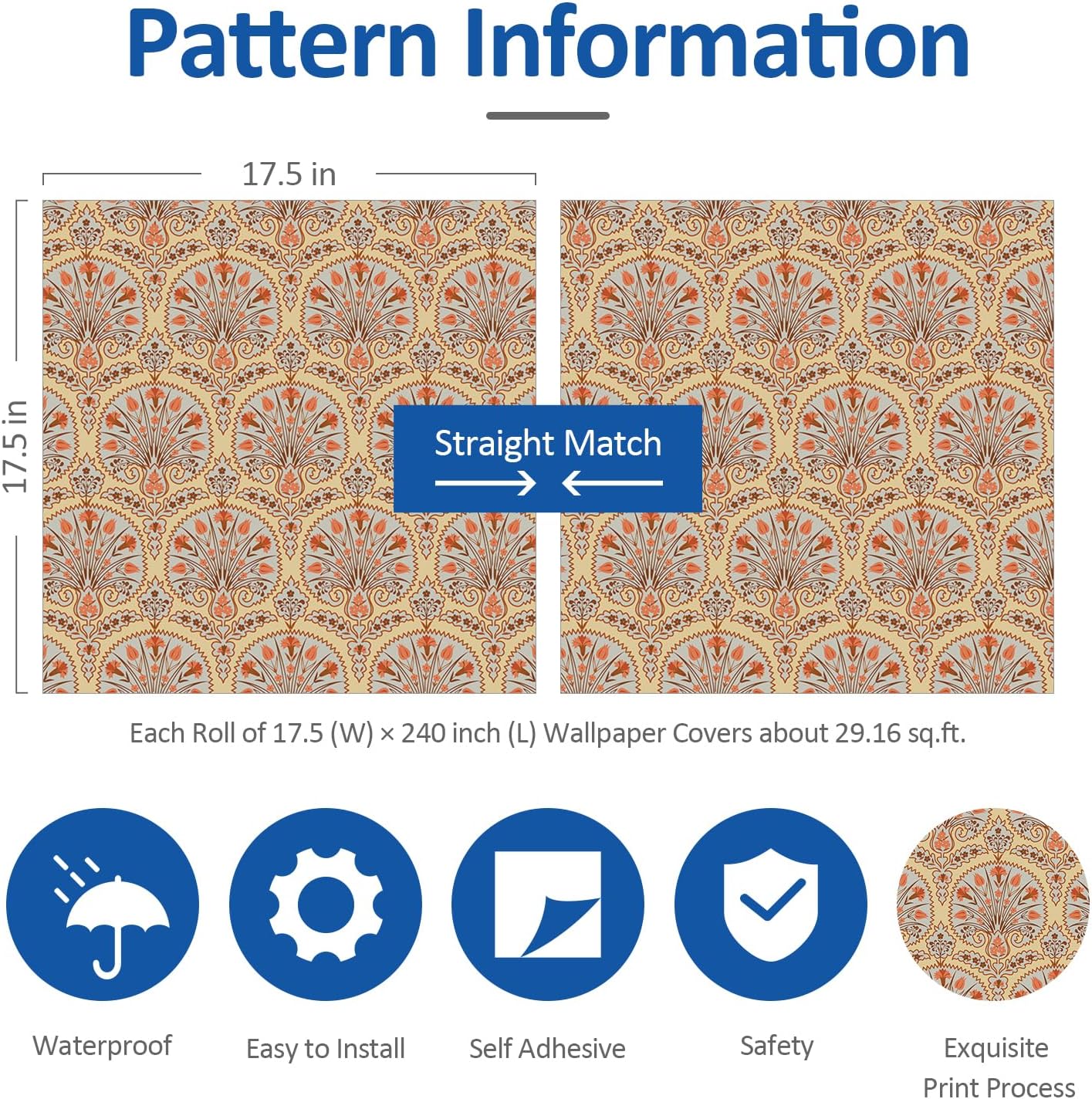 17.5x236 Inch Geometric Wallpaper Peel and Stick Boho Wallpaper for Bedroom Accent Wall Geometric Contact Paper for Cabinets and Drawers Bohemia Renter Friendly Wallpapers Removable, Yellow