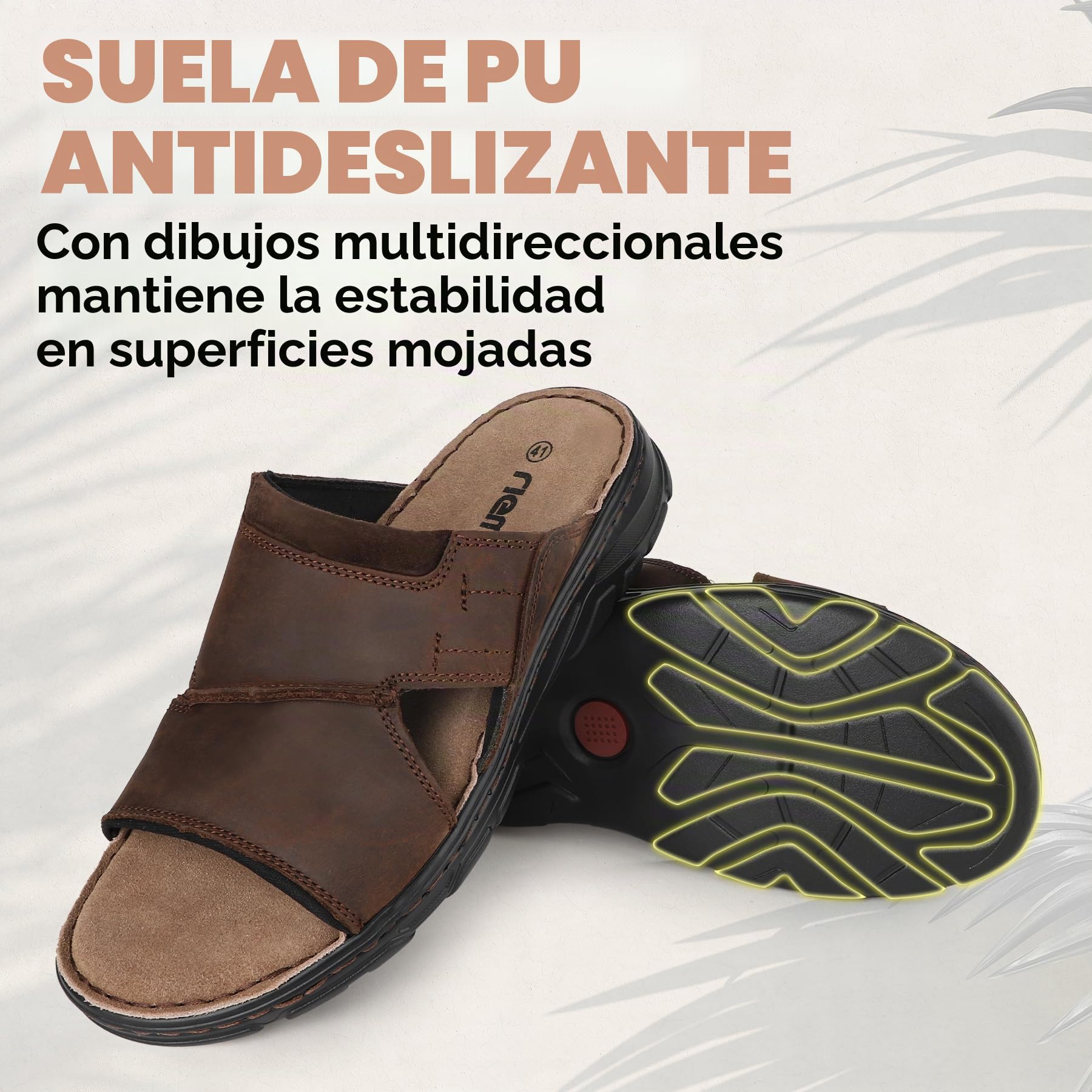 riemot Sandalias Hombre Piel Zuecos de Dedo Abierto con Amortiguación Sandals Ligeras Para Paseos Diarios y Salidas al Aire Libre Zapatos Verano Transpirables Para Pesca Perro y Excursiones 41-47 EU