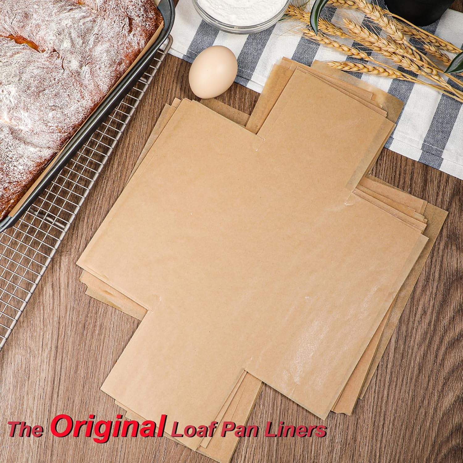 Webake Unbleached Parchment Paper Loaf Pan Liners for Baking Bread 9"x5", 8.5''x4.5''&10''x5'', Original Precut, Non Toxic 100 Pcs Baking Paper