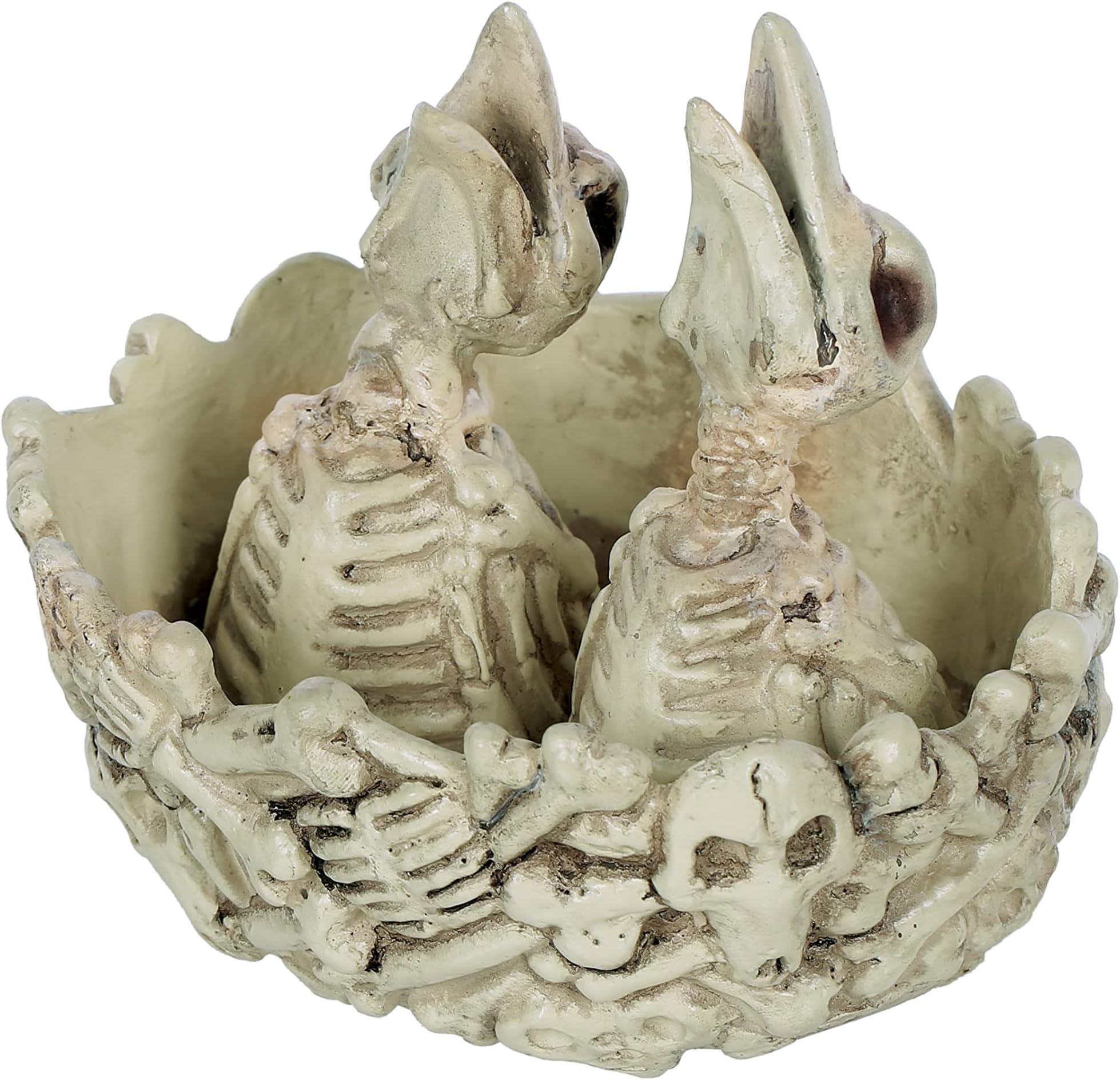 Skeleton Nest with Chicks – 6" Halloween Skeleton Bird Nest Decoration, Realistic Bone Appearance, Durable All-Weather Plastic, Spooky Indoor Outdoor Halloween Decor