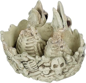 Crazy Bonez Skeleton Nest with Chicks 6" Halloween Skeleton Bird Nest Decoration, Realistic Bone Appearance, Durable All-Weather Plastic, Spooky Indoor Outdoor Halloween Decor