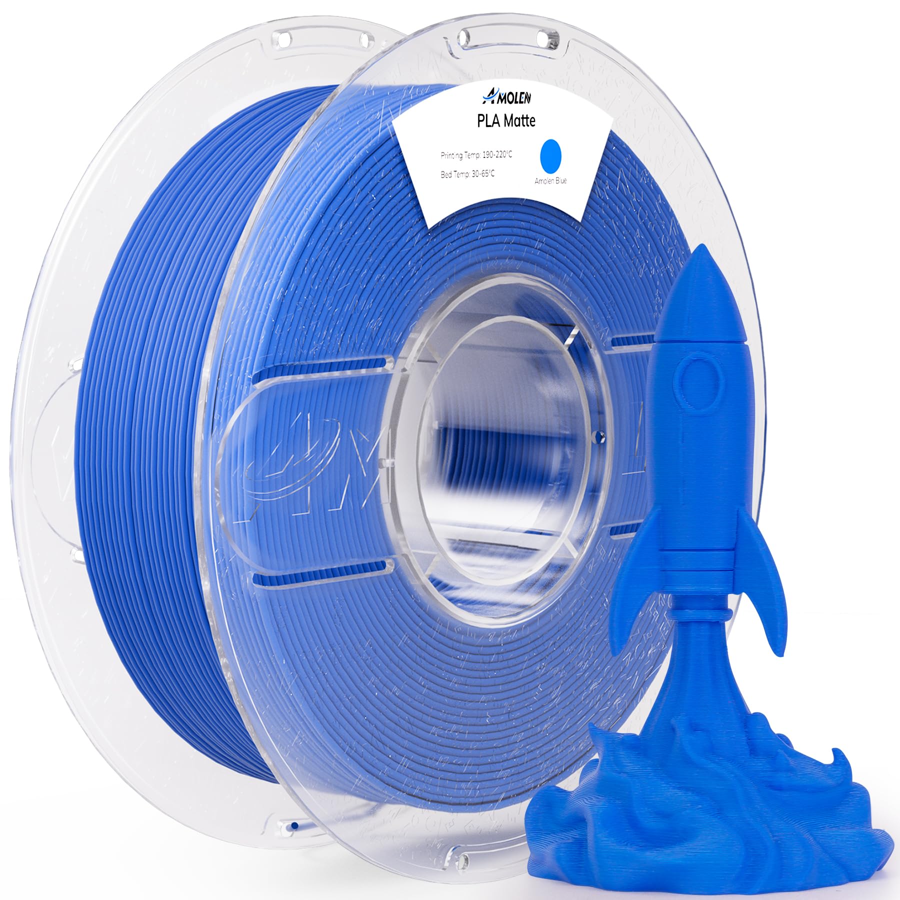 AMOLEN Matte PLA 3D Printer Filament, Blue PLA Filament 1.75mm with Smooth Finish, 3D Printing Filament for Most FDM 3D Printers, Dimensional Accuracy +/- 0.02mm, 1kg Spool (2.2lbs)