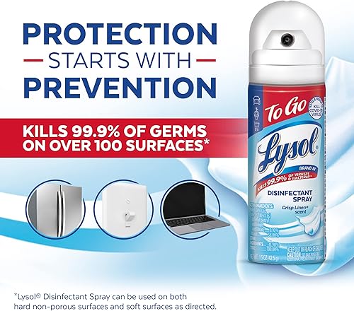 Miniatura 2 de Lysol Spray desinfectante para llevar, lino crujiente, 1.5 onzas (paquete de 3)
