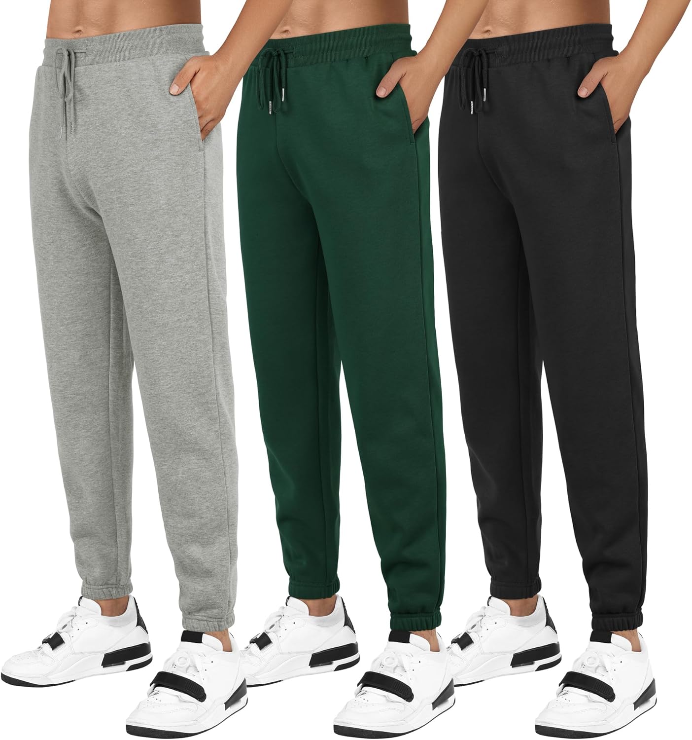 Fleece Sweatpants for Men Elastic Bottom Active Athletic Workout Jogger Pants with Pocket and Drawstring