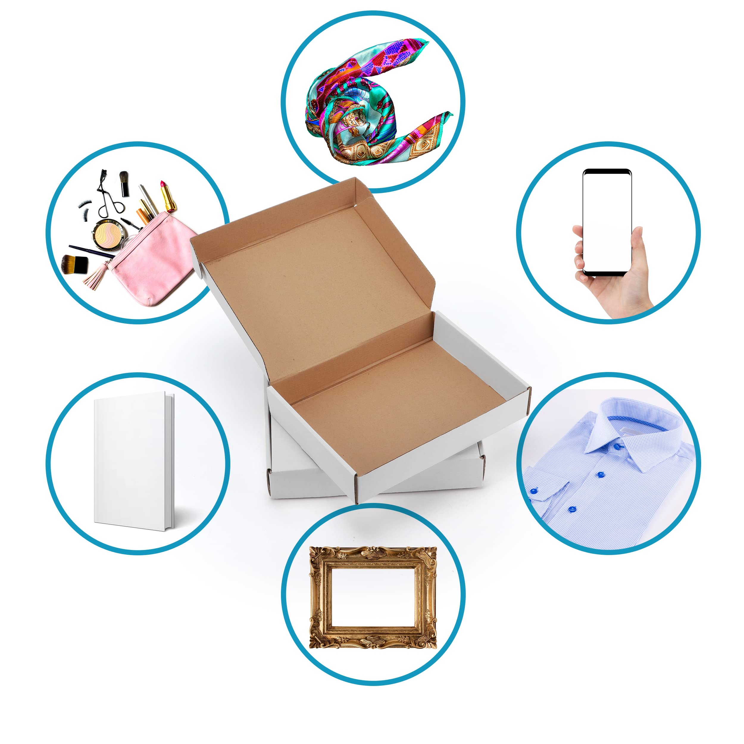 EYMPEU Lot de 20 boîtes d'expédition blanches en carton ondulé de 28 x 20 cm