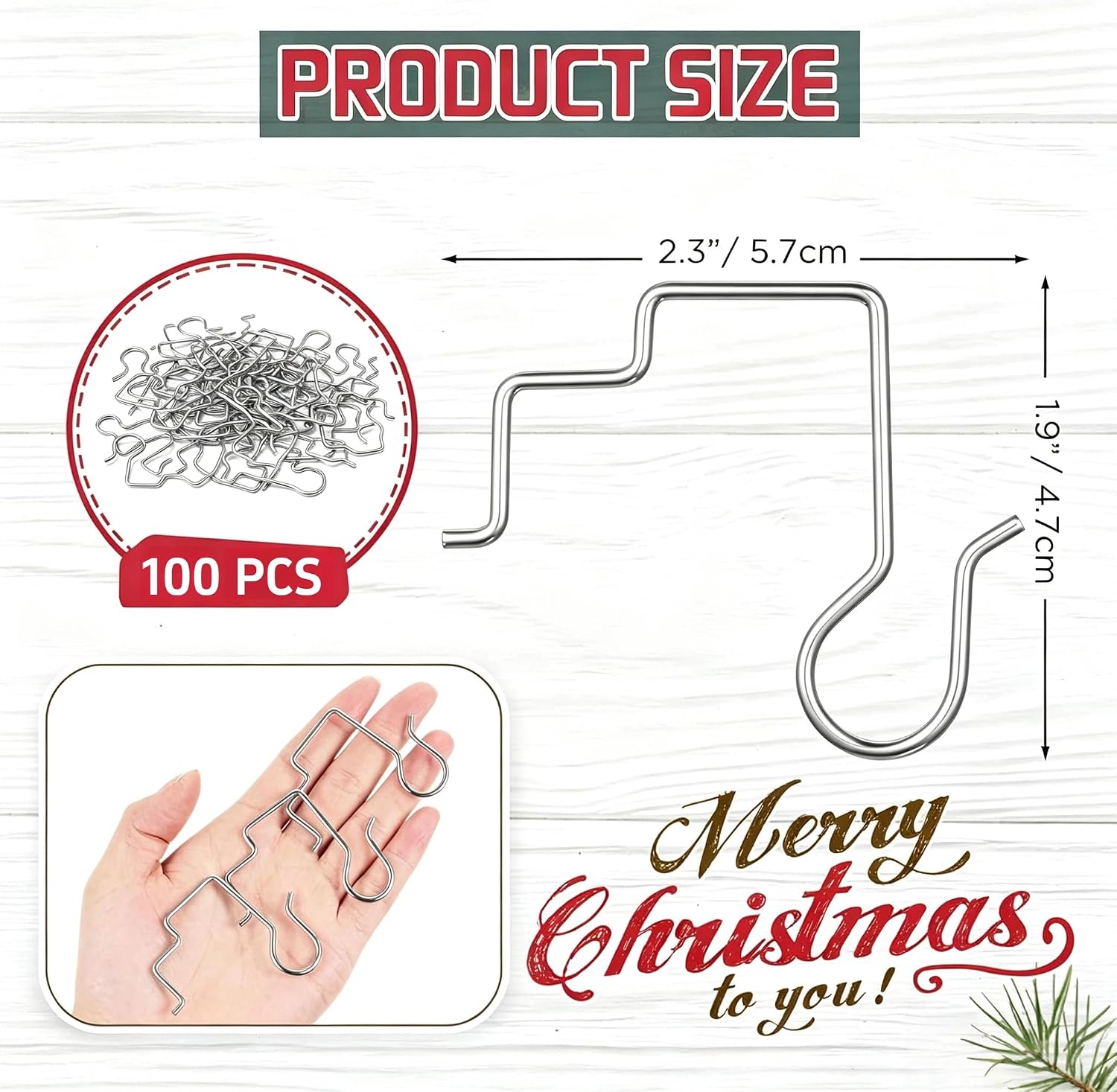 50PCS Metal Gutter Hooks for Outdoor Christmas Lights