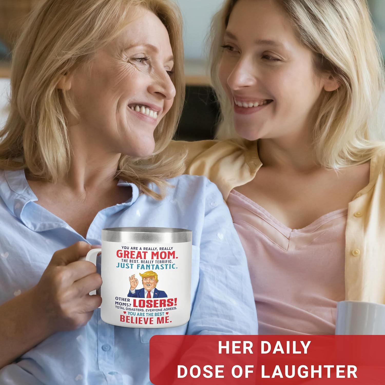 Gifts for Mom, Funny Birthday Present from Daughter Son, You Are A Really Great Mom Mug Tumbler 14Oz - Insulated Coffee Cup with Lid and Gift Box - Image 4