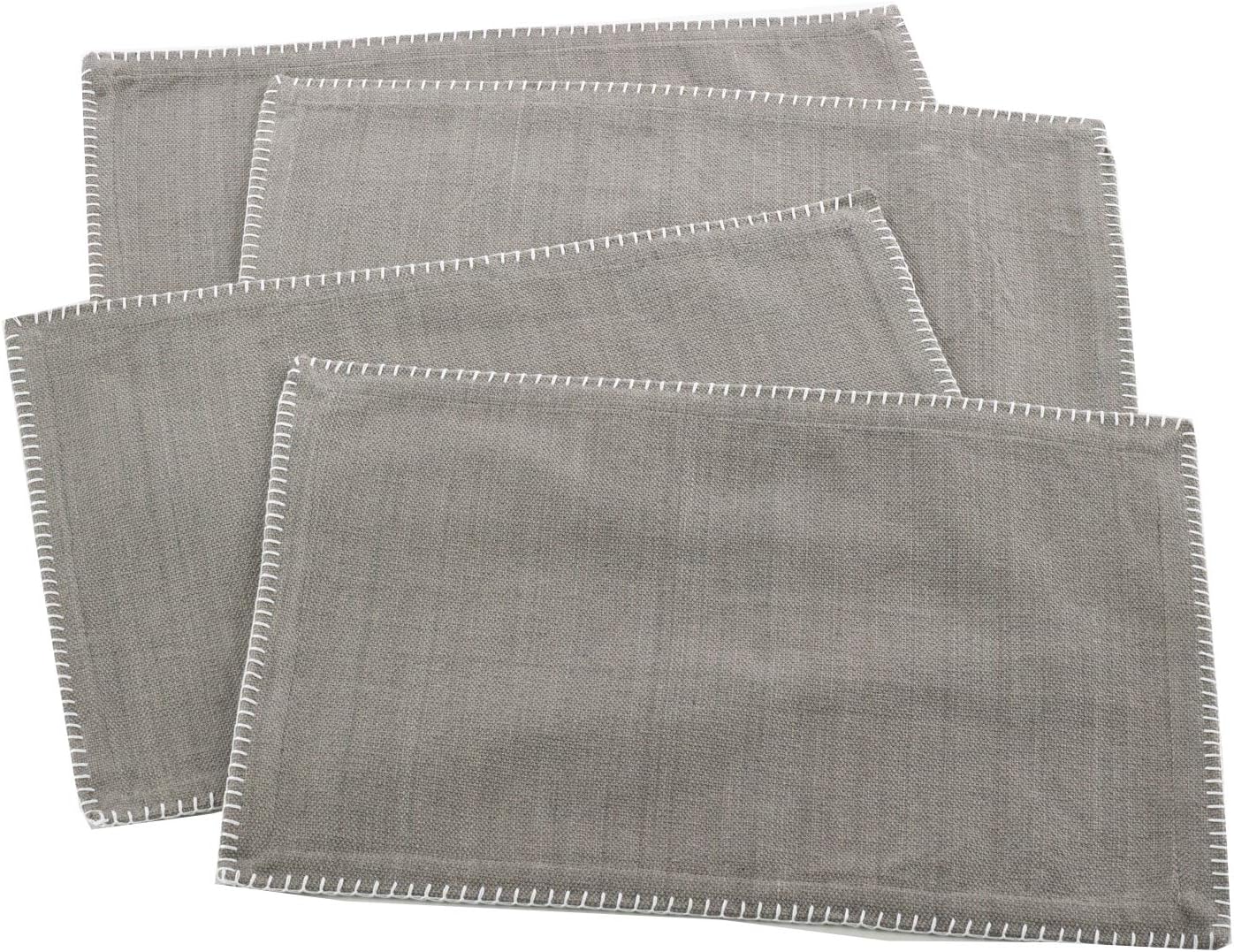 Fennco Styles Celena Collection Contemporary Whip Stitched 100% Pure Cotton Table Runner, 5 Colors - Grey 13"x72" Table Runner