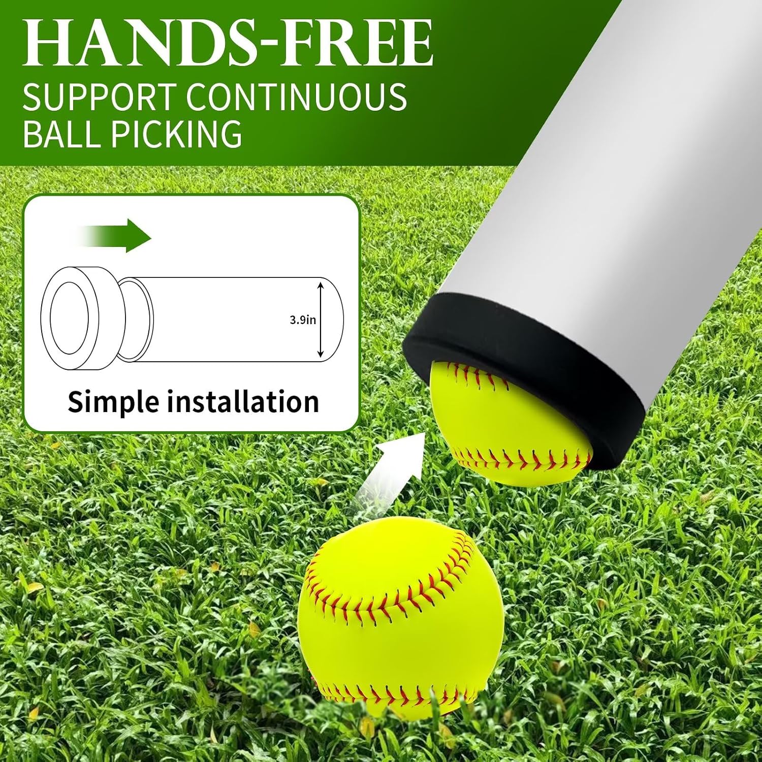 Softball Picker Upper– Durable All-Terrain Design for Coaches, Parents Teams Pick Em Up Baseball