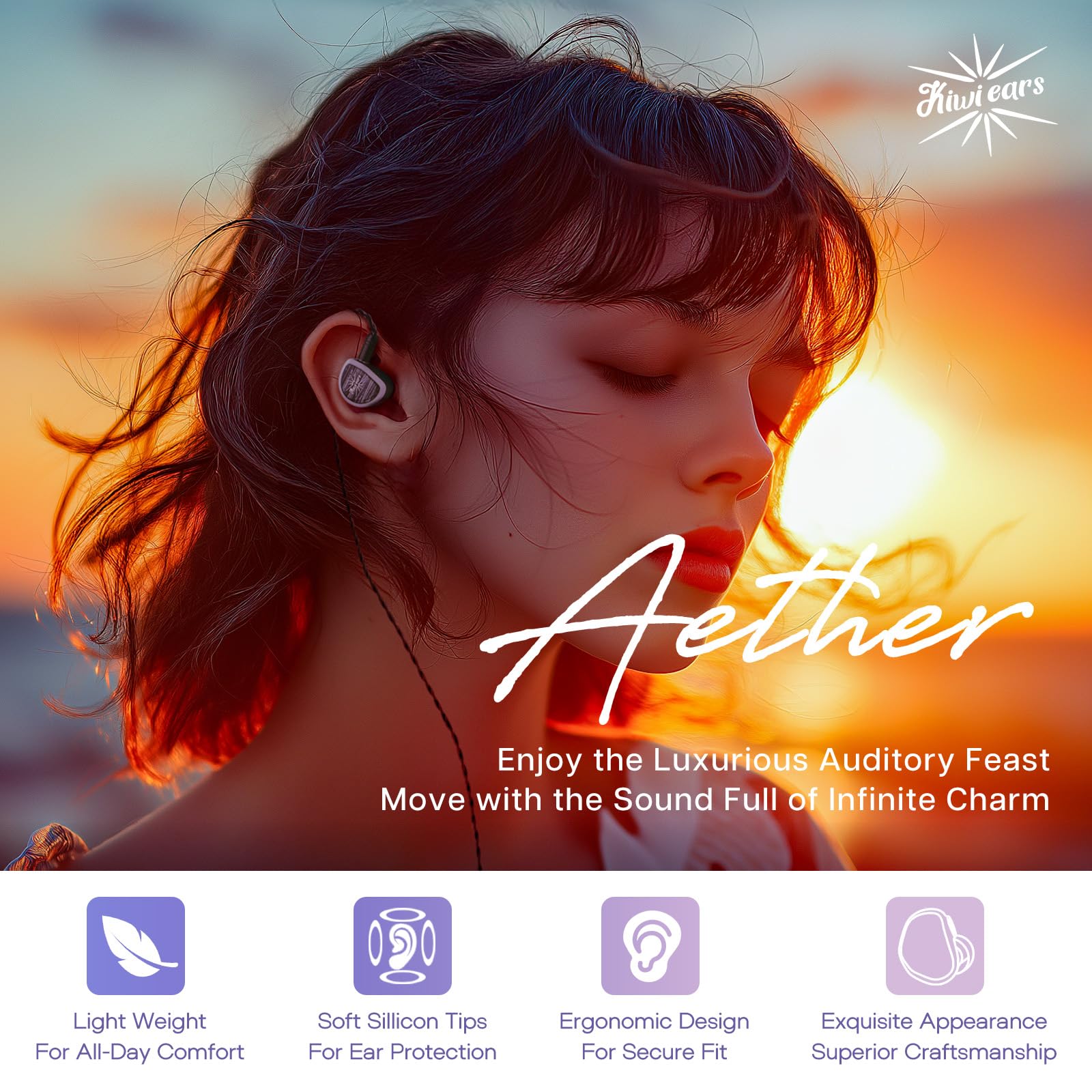 Linsoul Kiwi Ears Aether HiFi Gaming IEM Earphones - Dettaglio