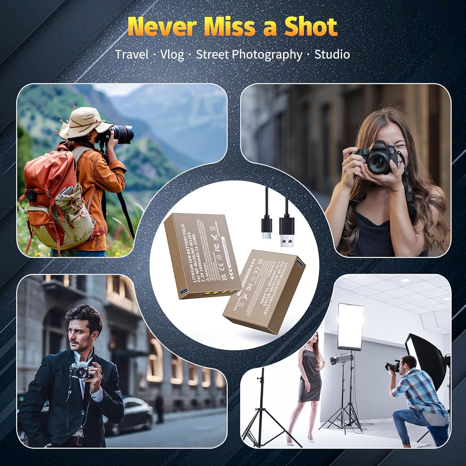 Upgraded 2Pack 1600mAh USB C NP-W126S Battery Compatible for Fujifilm XM5 X100VI X100V XS10 XT30II XT30 XT20 XE4 A5 Camera, High Capacity NP-W126 Battery - Image 7