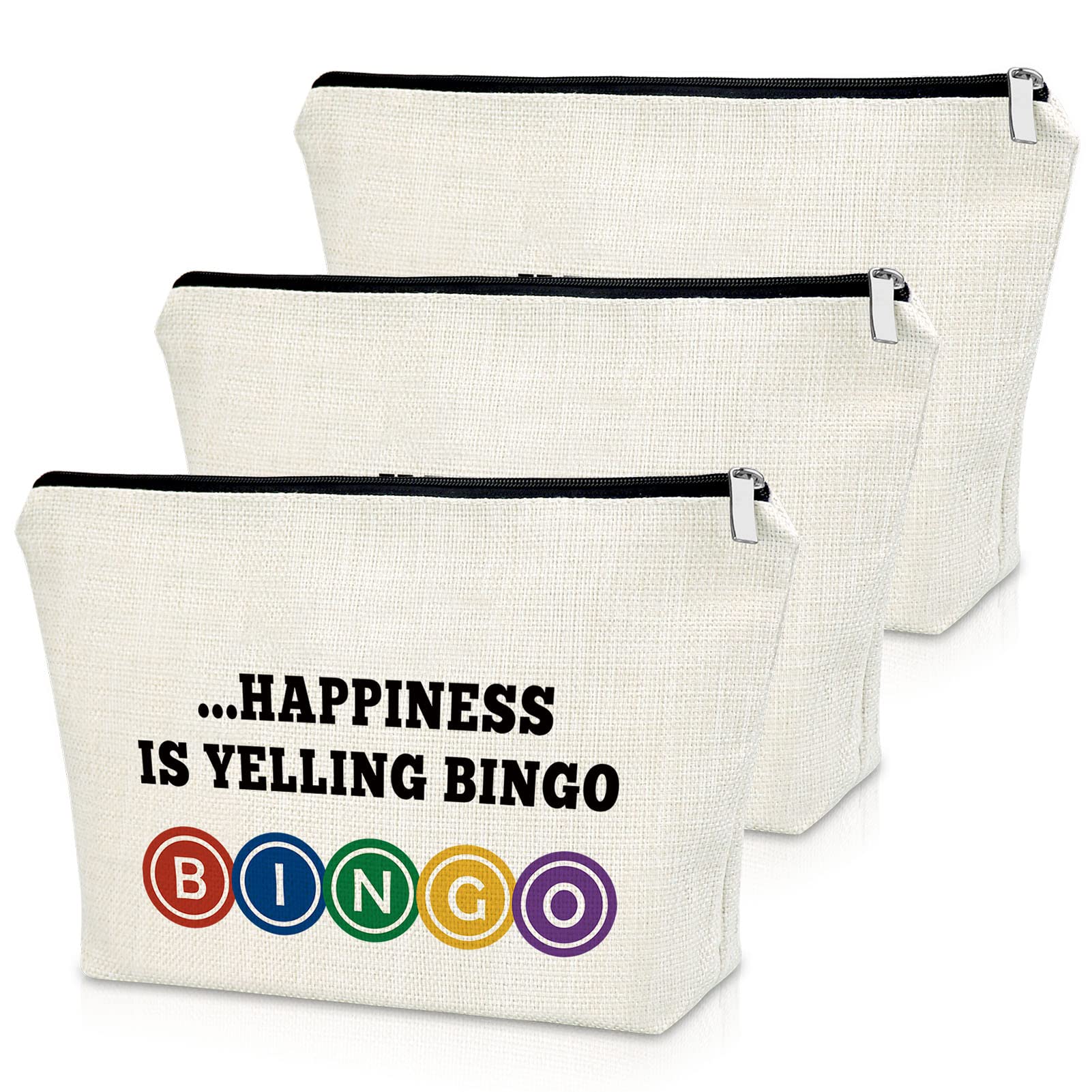 Sazuwu Bingo Lover Gift 3pc Travel Makeup Bags Cosmetic Organizer Bingo Game Gifts for Player Novelty Casino Lovers Gambling Themed Accessories
