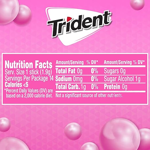 Chicle Trident Sabor Bubblegum Sin Azúcar, Pack de 3 (42 Unidades) miniatura 6