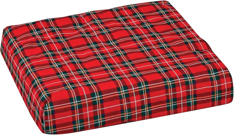 DMI Cojín de Espuma para Silla de Ruedas y Asiento - Cojín para Silla de Oficina - Cojín de Apoyo para Sillas, Ayuda a aliviar el Dolor de ciática, Funda a Cuadros, 16 x 18 x 4 Pulgadas