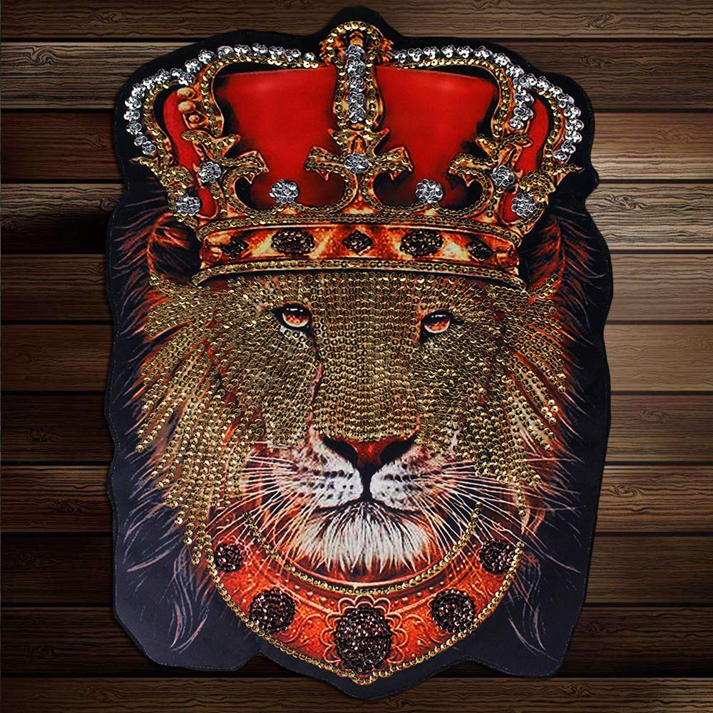 Nuova Testa di Tigre Ricamo Pizzo Applique Paillette Tessuto Maglione Vestiti Patch Paillettes Adesivi t-Shirt DIY Decorazione 2piece