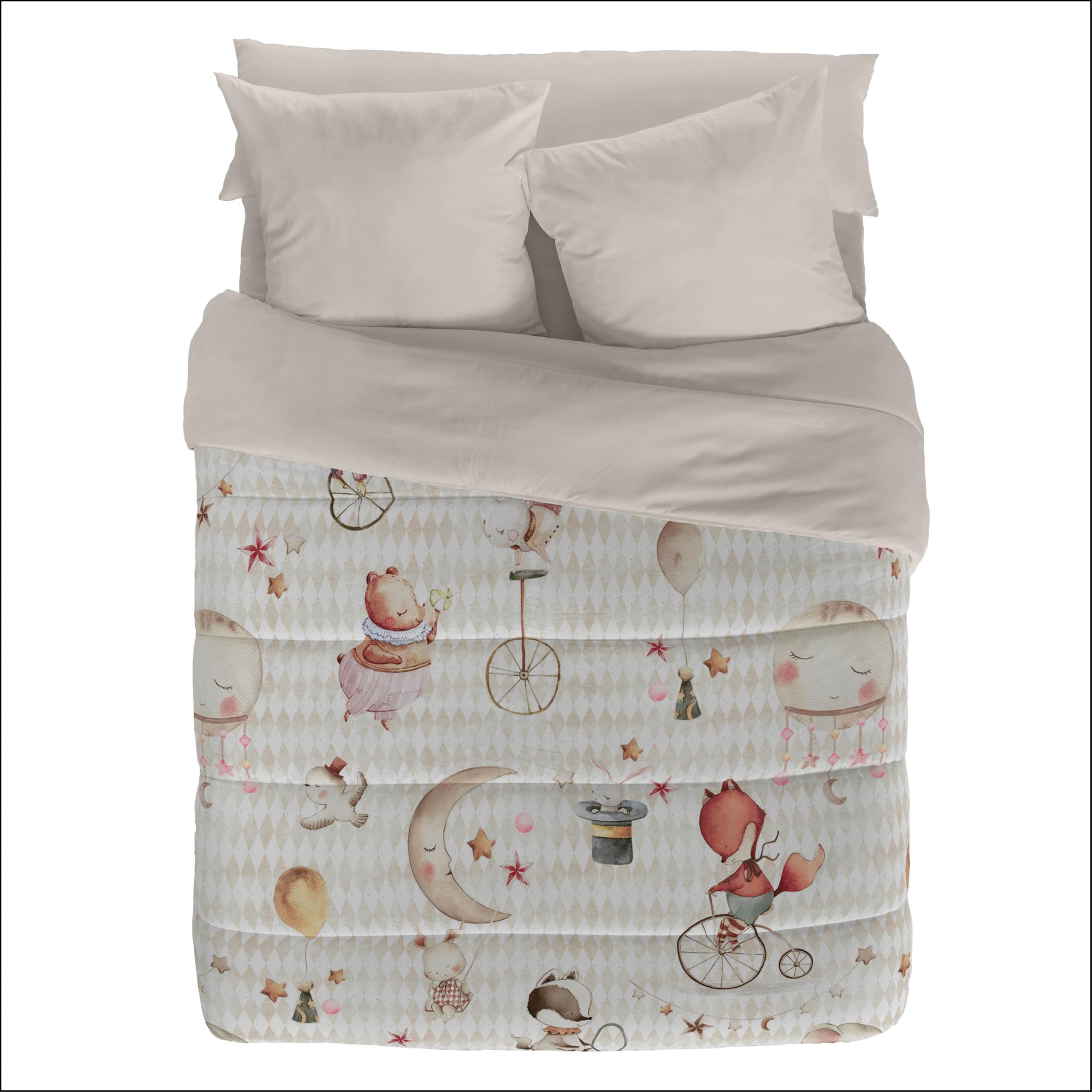 NATURALS Edredón Nórdico Infantil Estampado 300 Gramos - Cama 105-100% Microfibra, Tacto Suave, Gran Comodidad, Certificado OEKOTEX Standard 100 - Colección 2024/2025 (Circus, 200x260 cm)