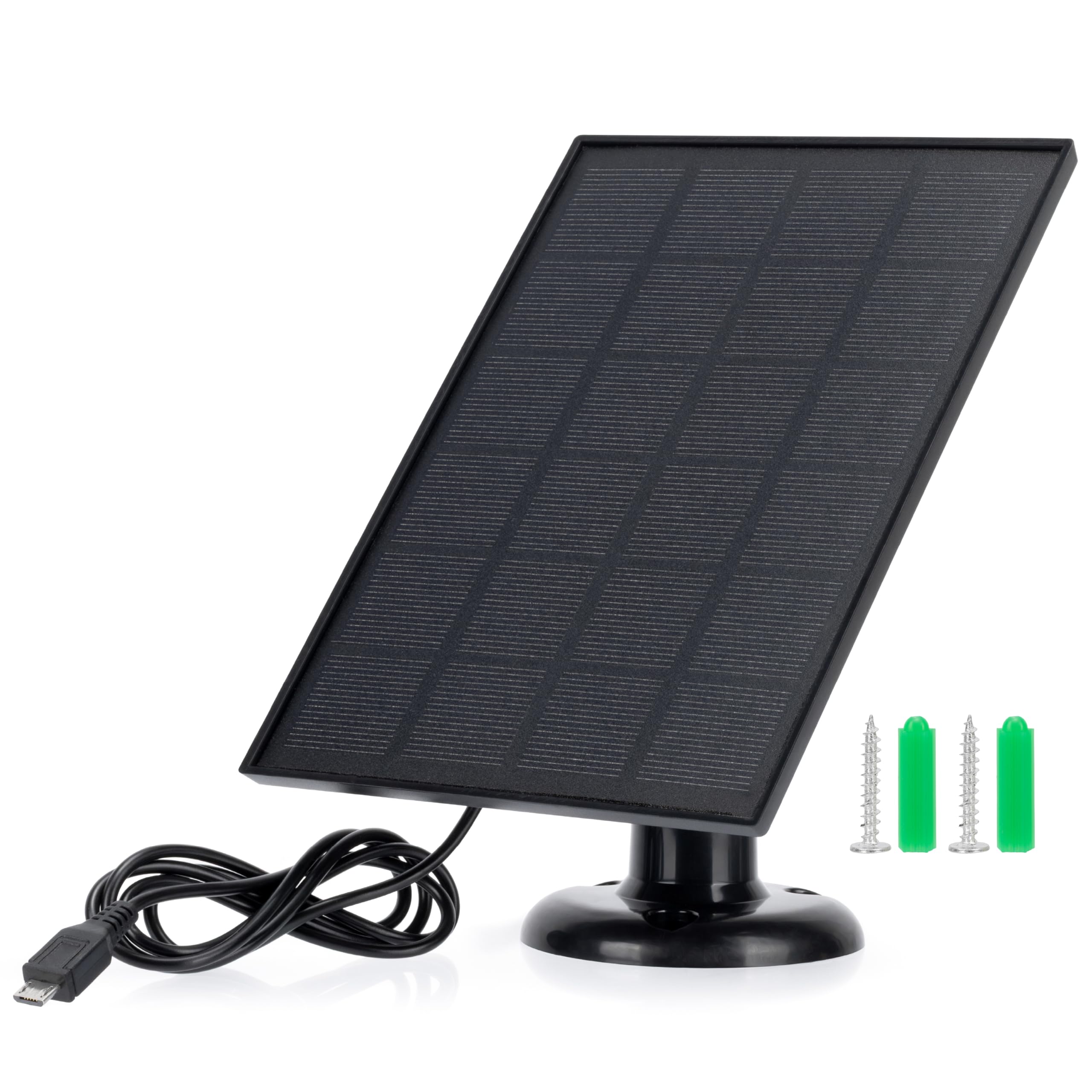 Pannello Solare Portatile Micro USB 3W – Alta Efficienza 23%, con Supporto 360°, per Luci LED, Powerbank, Emergenza