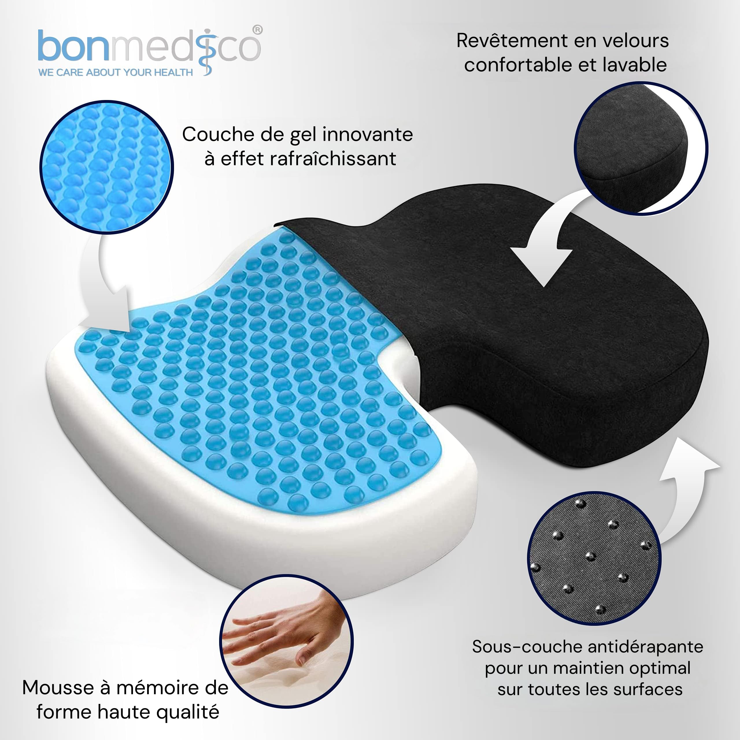 Coussin D'Assise Orthopédique Ergonomique En Mousse à Mémoire De Forme – Soulage Coccyx, Sciatique & Dos – Idéal Bureau, Voiture, Fauteuil