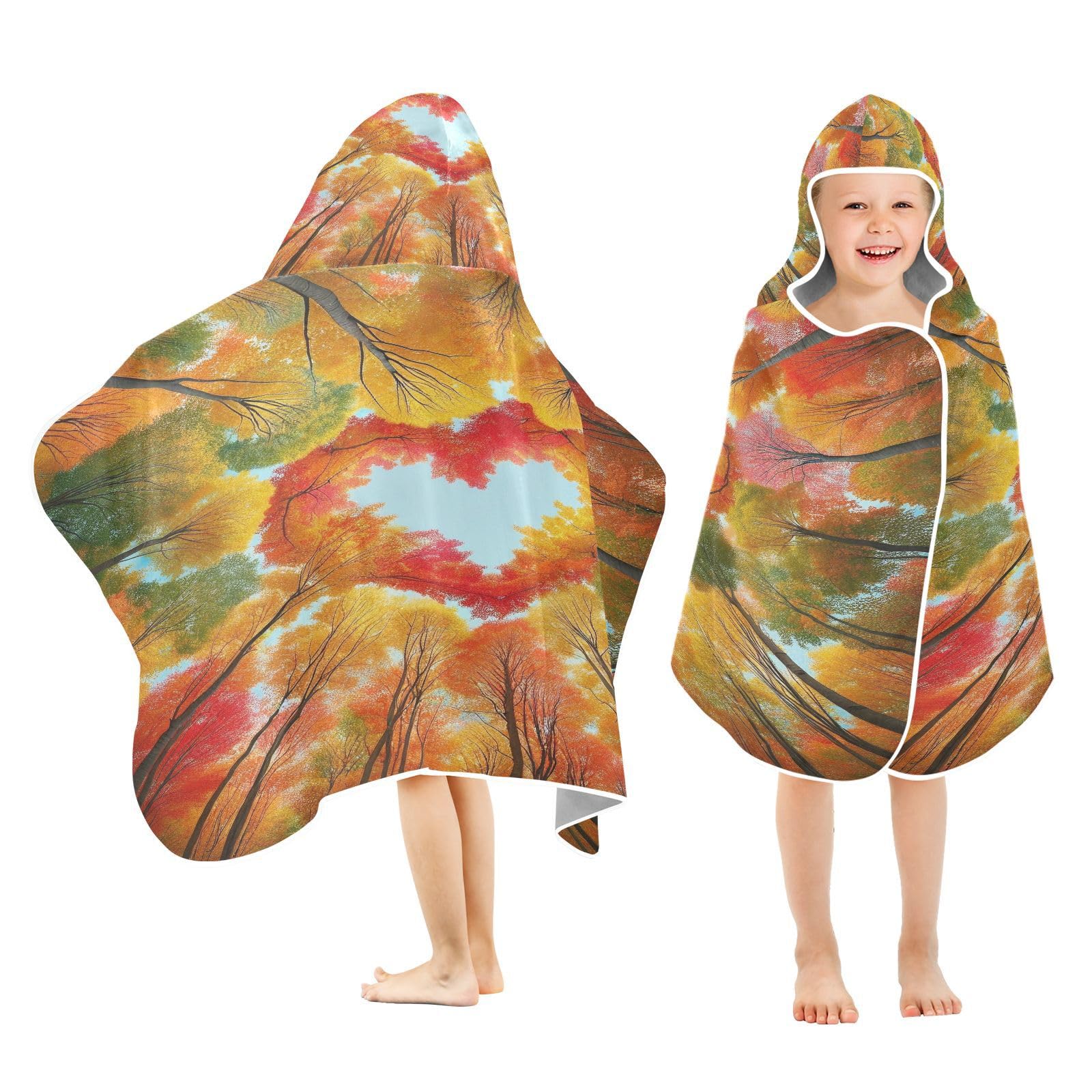 Kigai Heart Tree Hooded Beach Towel for Kids Soft Absorbent Quick Dry Bath Towel with Hood Lightweight Toddler Shower Pool Bath Wrap for Boys Girls