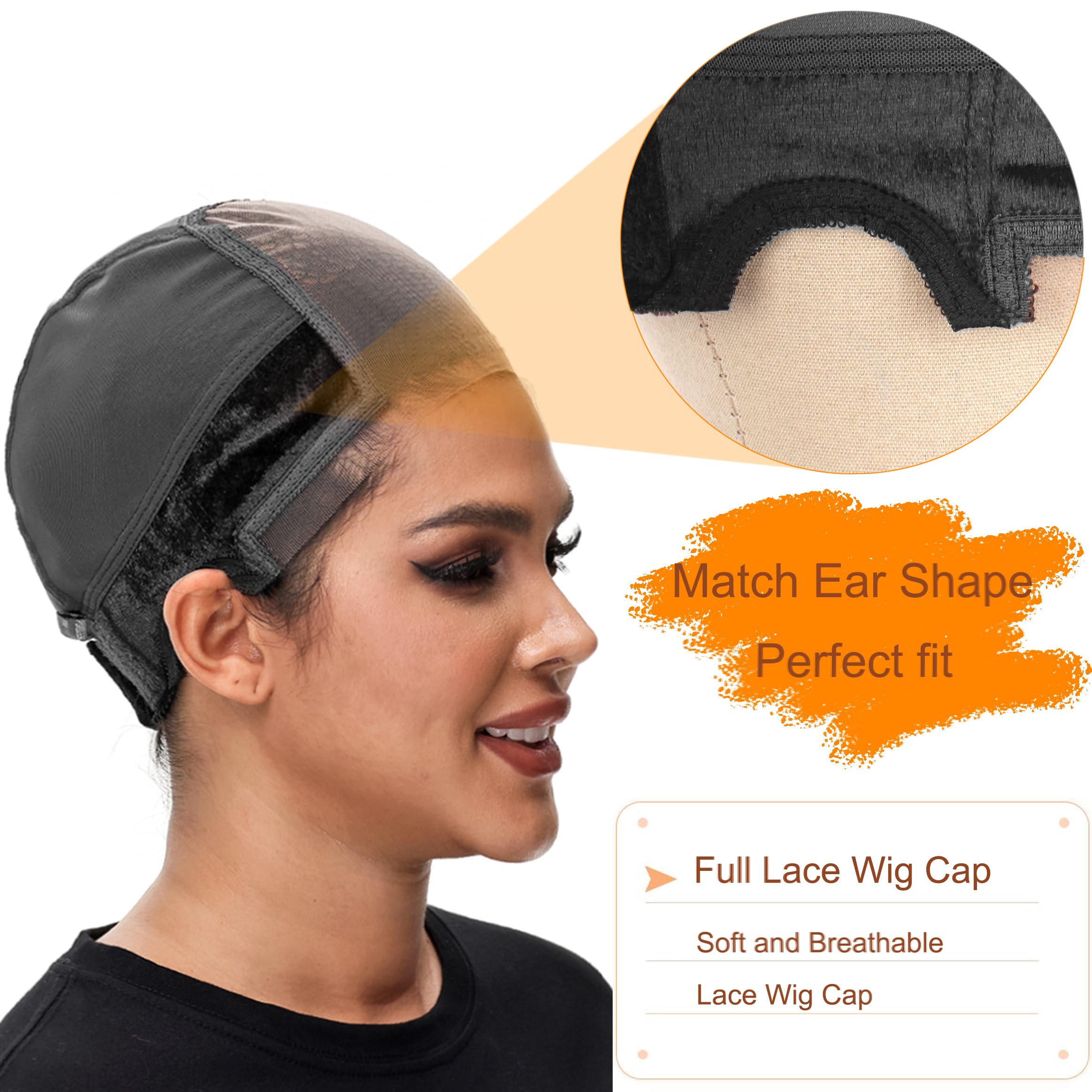 PORSMEER Lace Wig Cap with Grip Band for Keeping Wigs In Place 4x5 Inch Wider Transparent Lace for Lace Front Wig Non-slip Cap for Glueless Wig Adjustable Wig Grip Cap with Velcro Headband (Black) - Image 2