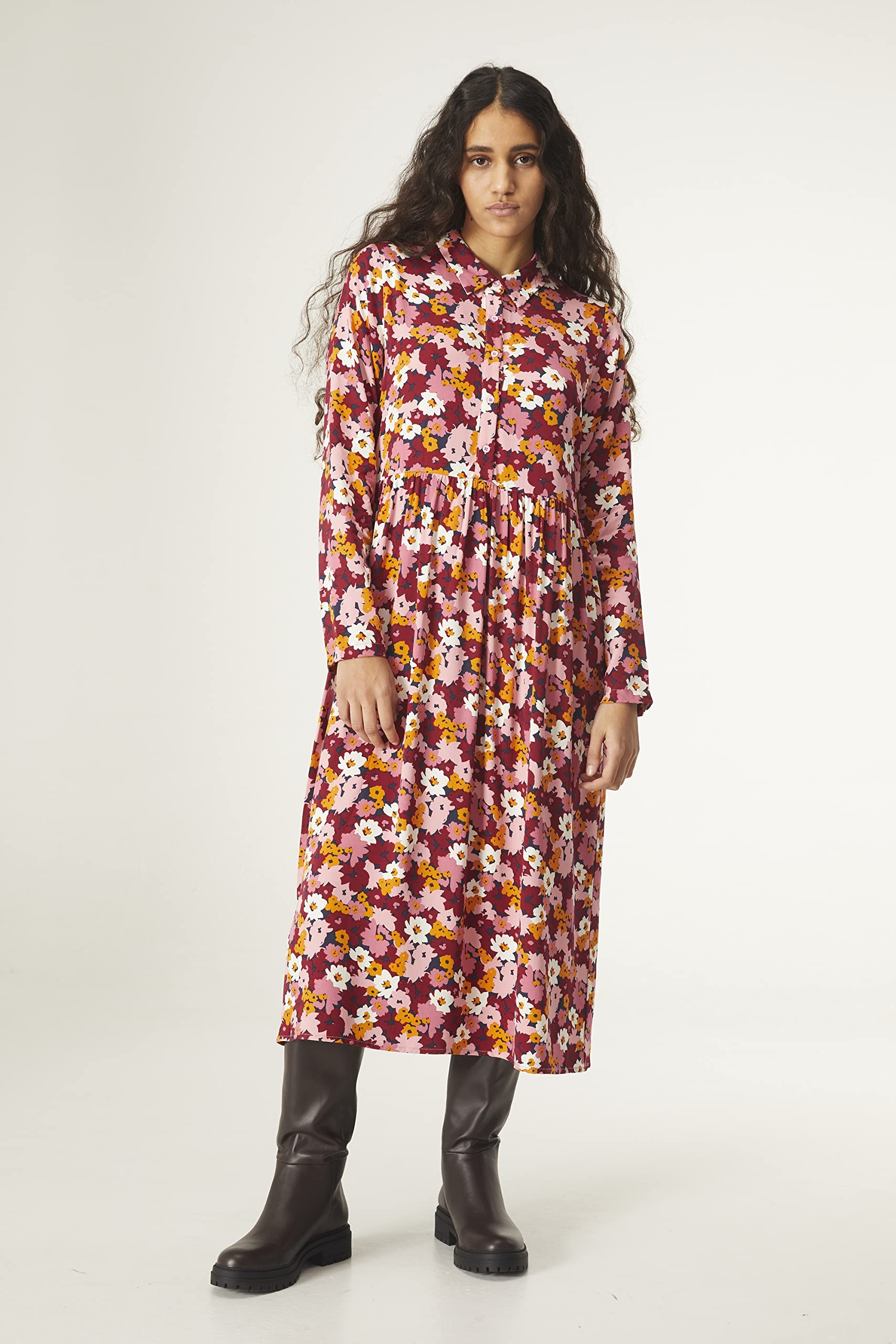 Compania Fantastica - Vestido de manga larga con estampado floral vintage