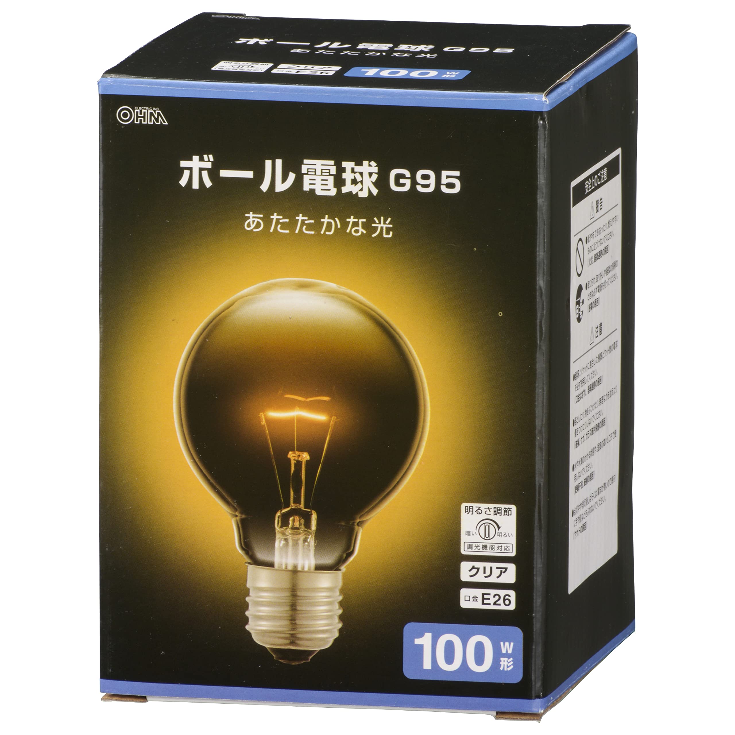 Amazon | オーム電機 白熱電球 ボール電球形 白熱球 E26 100W形 G95 調 