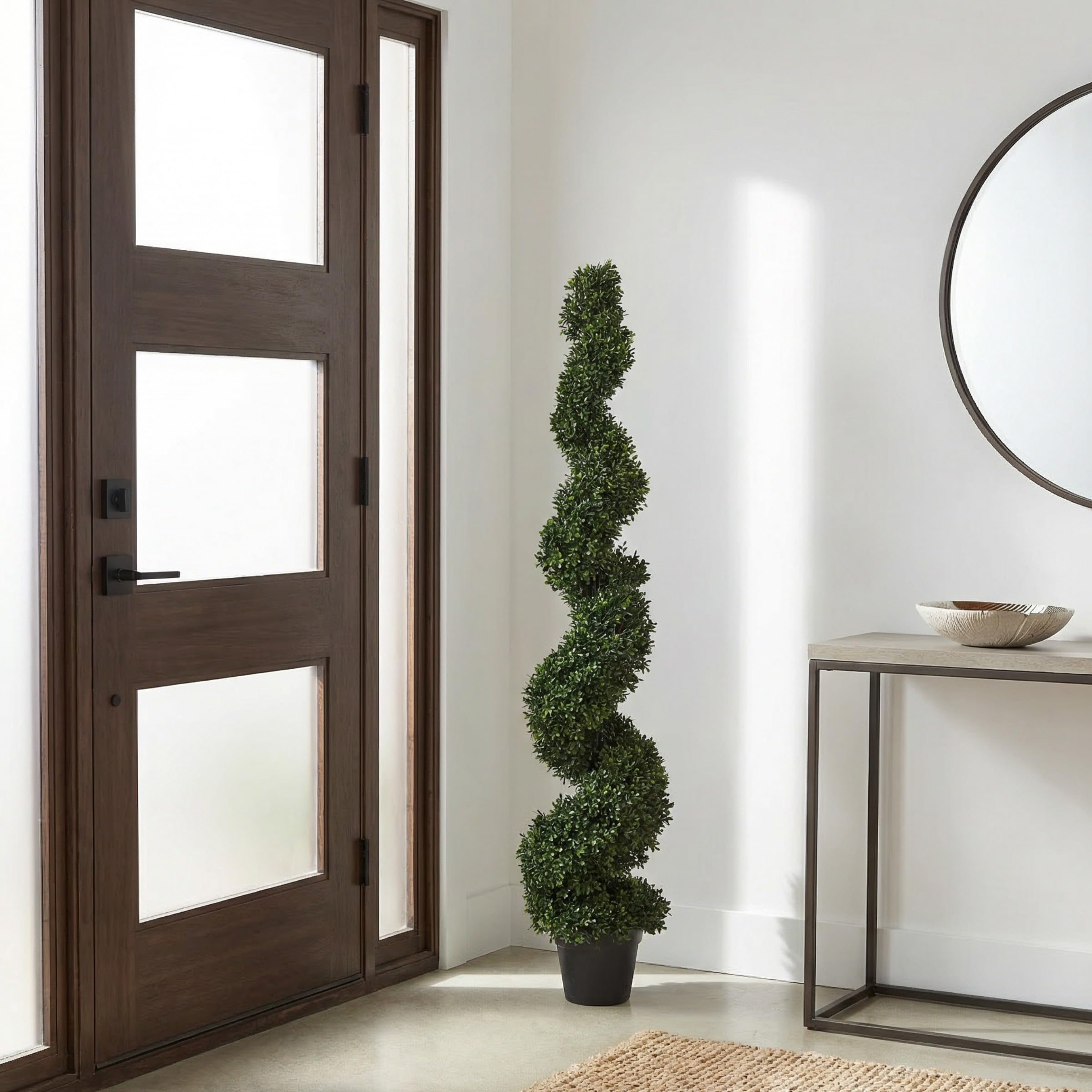 Pure Garden 5 Ft Artificial Boxwood Spiral Topiary Tree