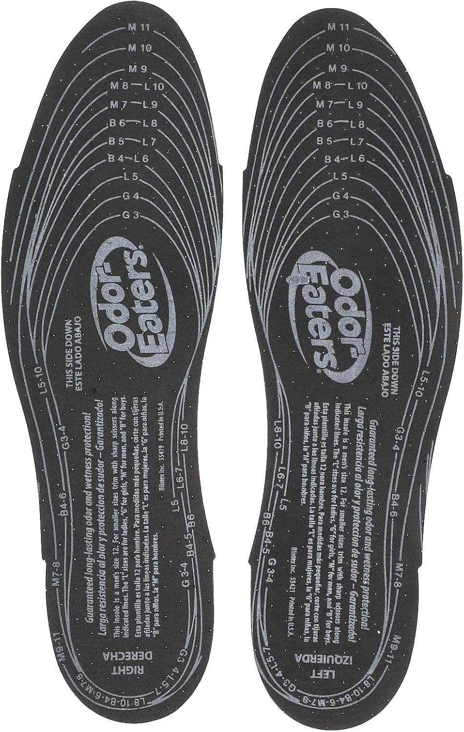 Odor-Eaters Ultra Comfort Insoles, Slim Fit with Activated Charcoal, Odor Destroying Protection, One Size Fits Most,(Pack of 3, Total 9 Pairs)