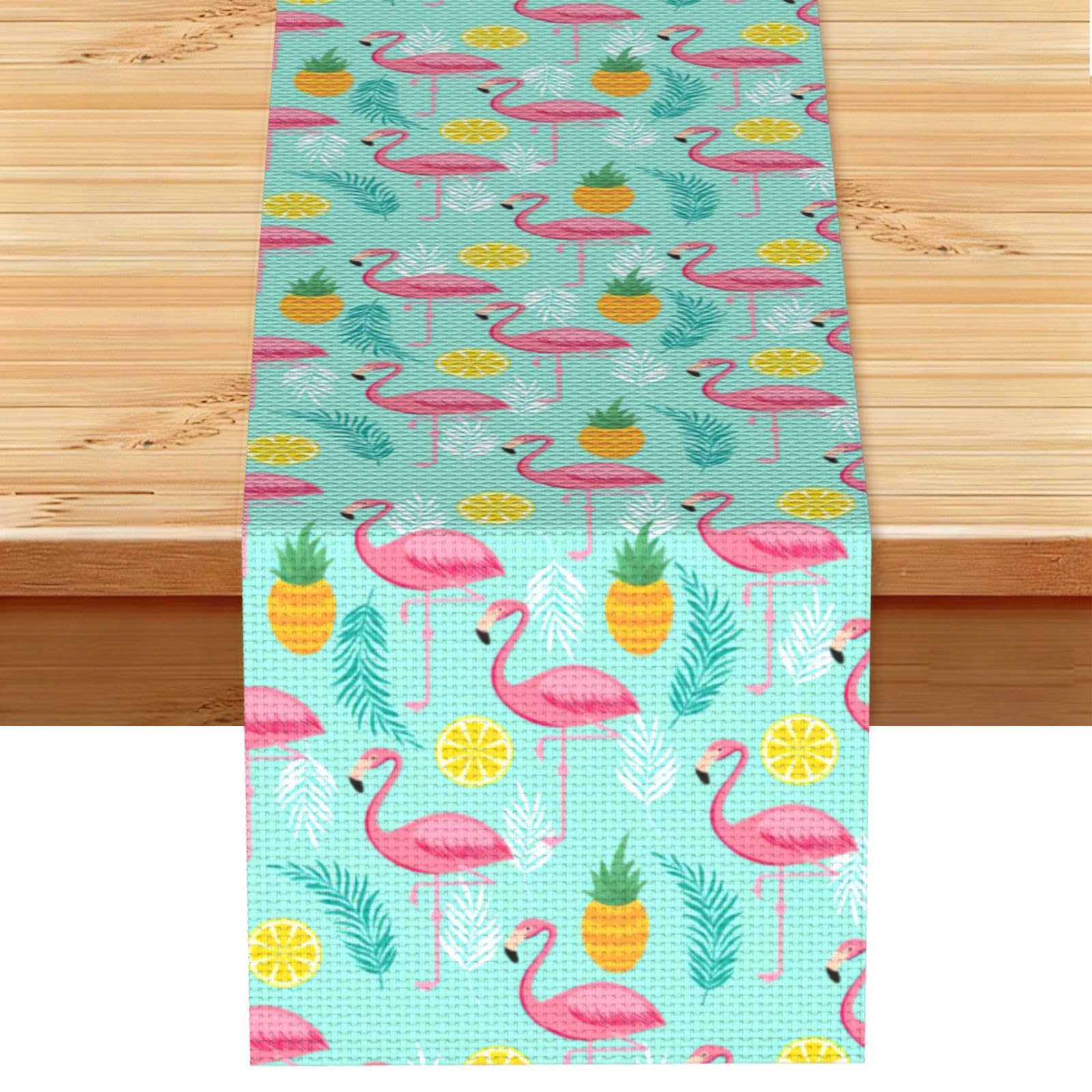 Flamingo Multi Purpose Table Runner for Home Decor, Printed Table Cloth for Kitchen Table, Countertops & Dining Area