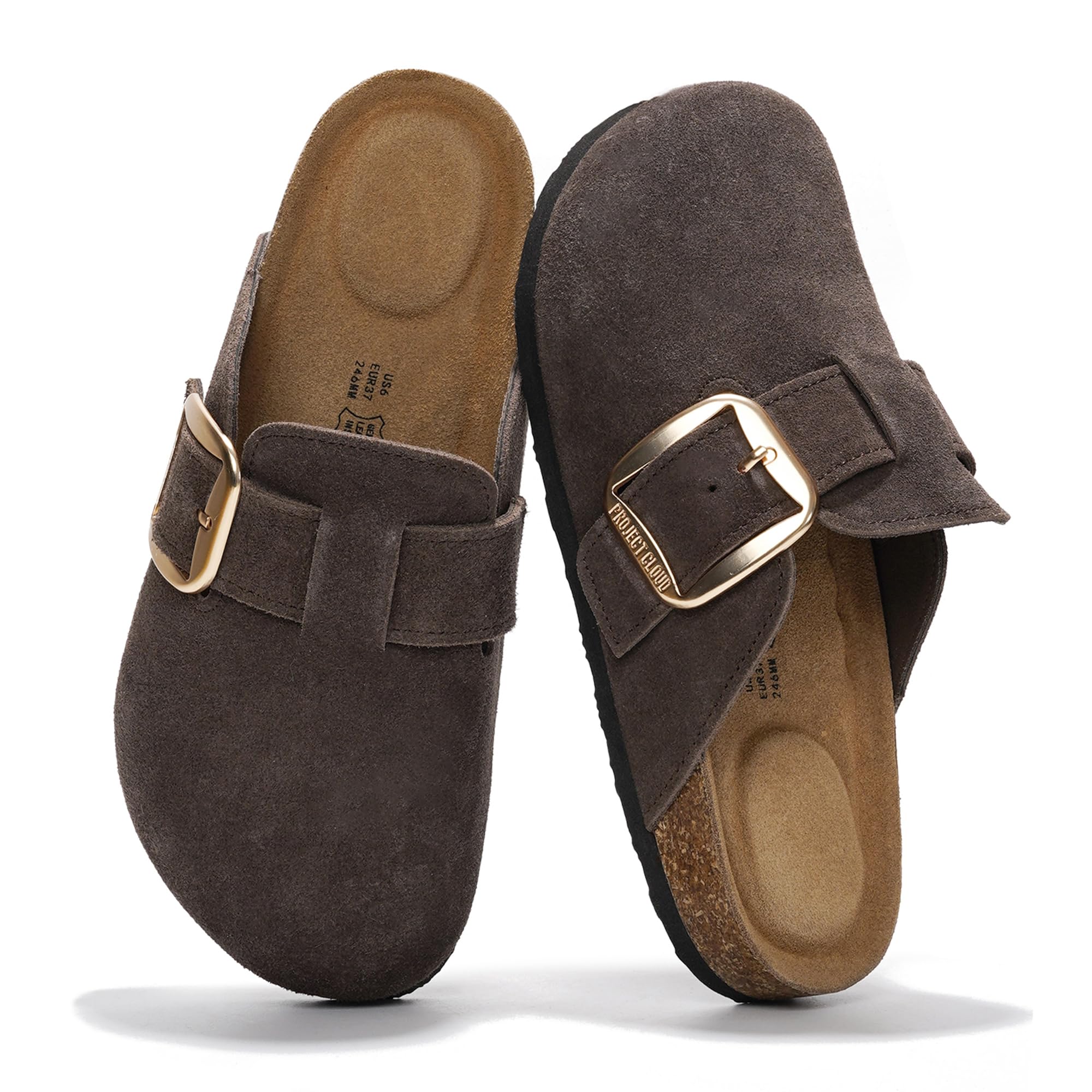 100% Genuine Leather Clogs for Women Shoes - Memory Foam Insole, Non-Slip & Natural Cork Footbed Arch Support Big Buckle Womens Clogs and Mules Footwear (Manchester)-image-31