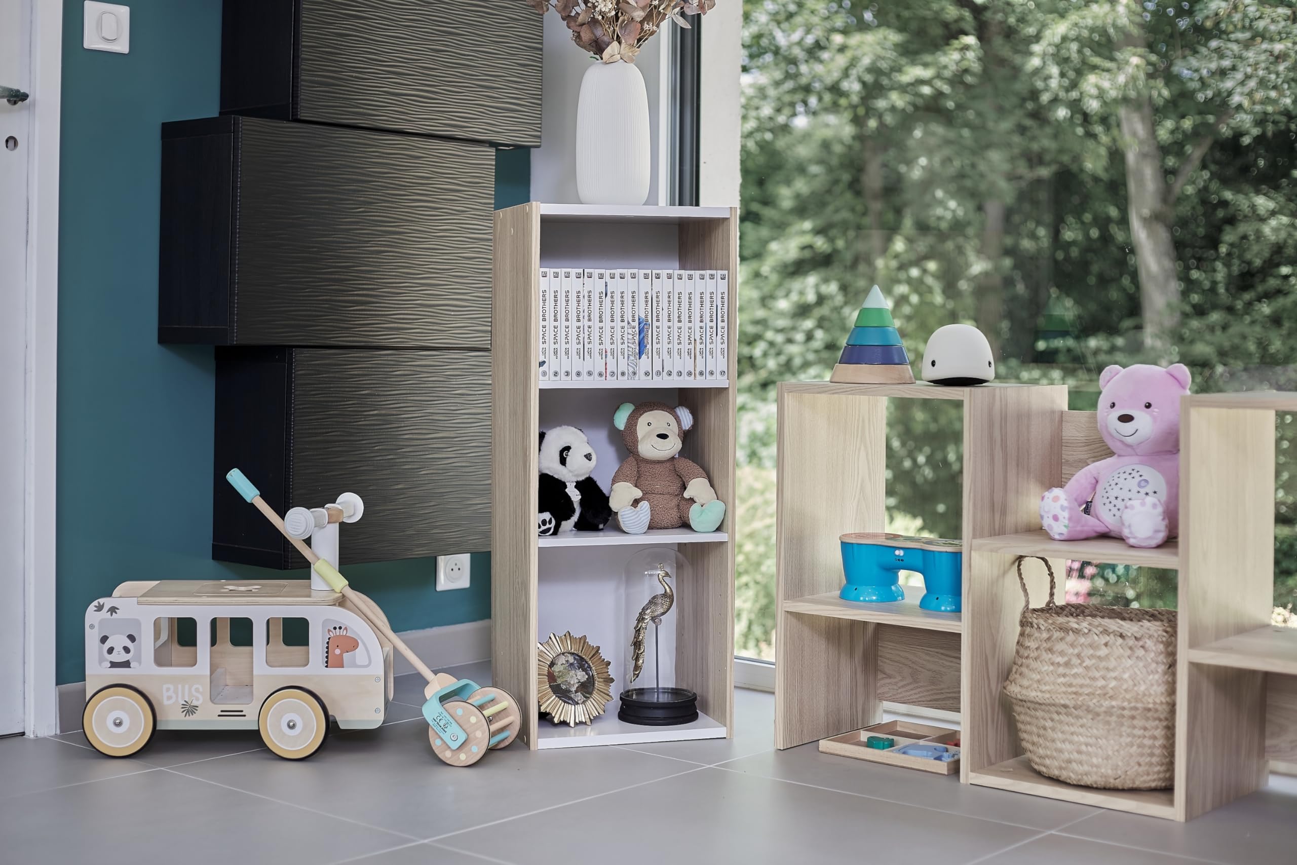 Iris Ohyama, Libreria/scaffale per armadietto a 3 livelli/mobili laterali/scaffale salvaspazio, Modulare, Altezza mensola regolabile 3,2 cm, Ufficio, Casa - Space Saving Shelf - UB-9035 - Marrone
