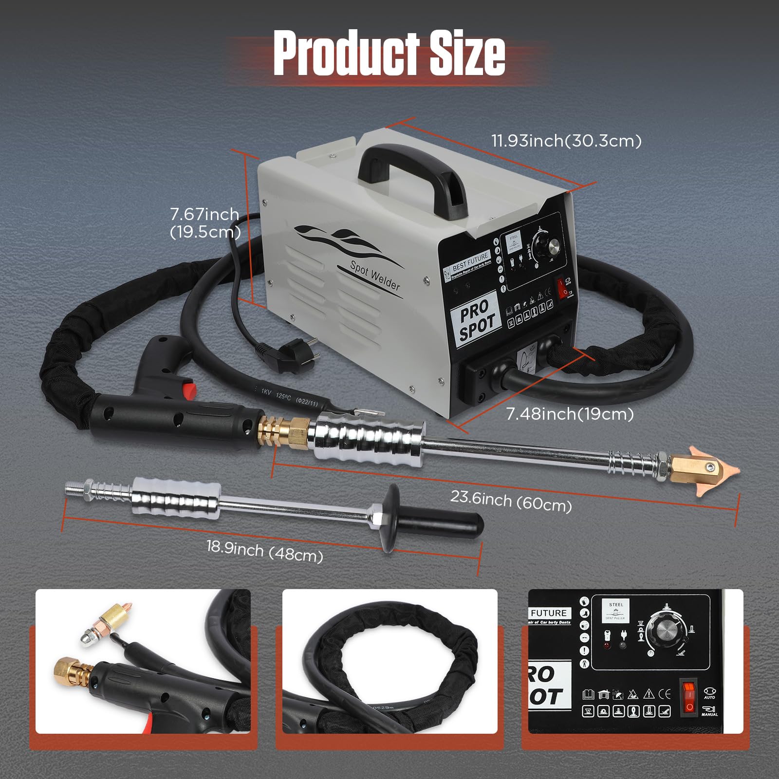 PLAYOCCAR 220V Soldador Carrocerías 1800W Soldador Abolladuras Puntos 16 Accesorios & 6 Modos Soldadura, Herramienta Quitar Abolladuras, Kit Herramientas Reparación Capós y Puertas.