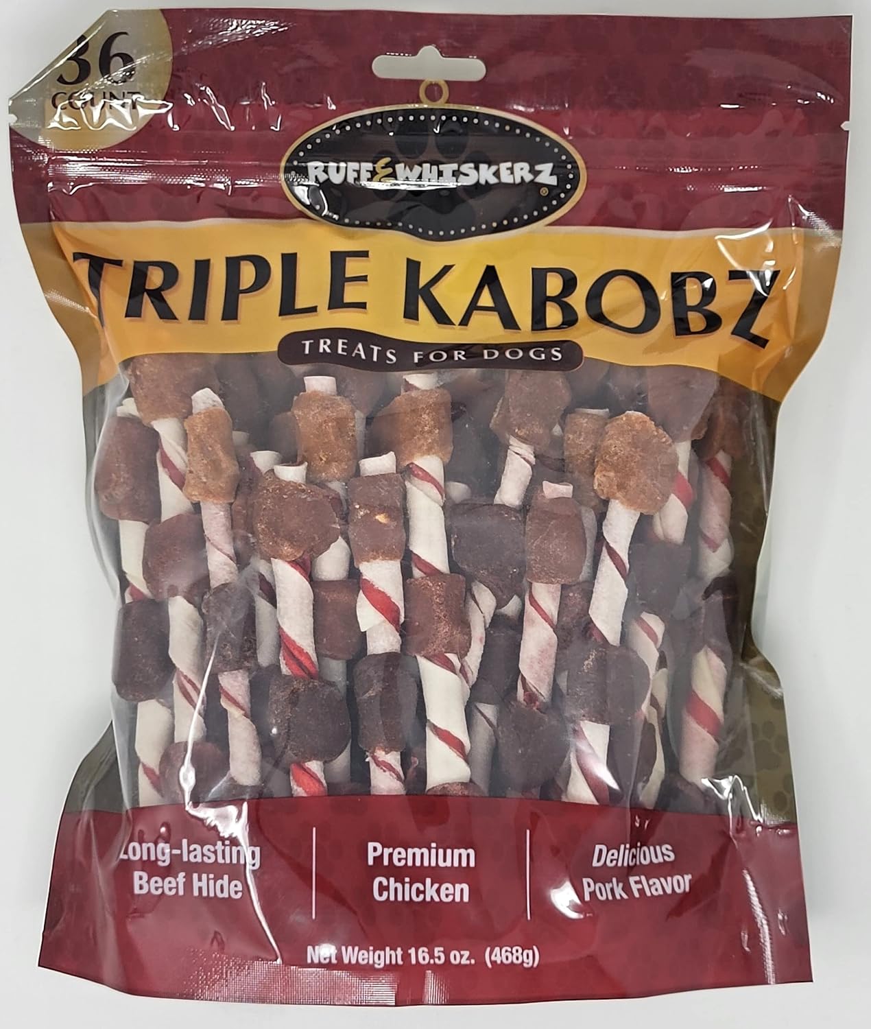 KTR RUFF & WHISKERZ Triple Kabaobz Rawhide Treat for Dog