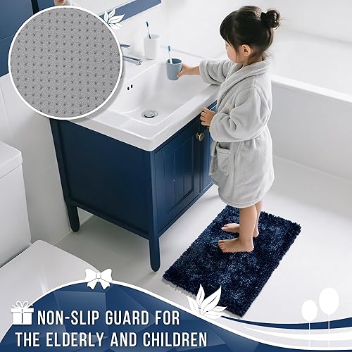 Miniatura 8 de Yimobra Juego de 2 alfombras de baño, lujosas alfombras de baño extra gruesas, tapetes antideslizantes de felpa para el suelo del baño, tapete de