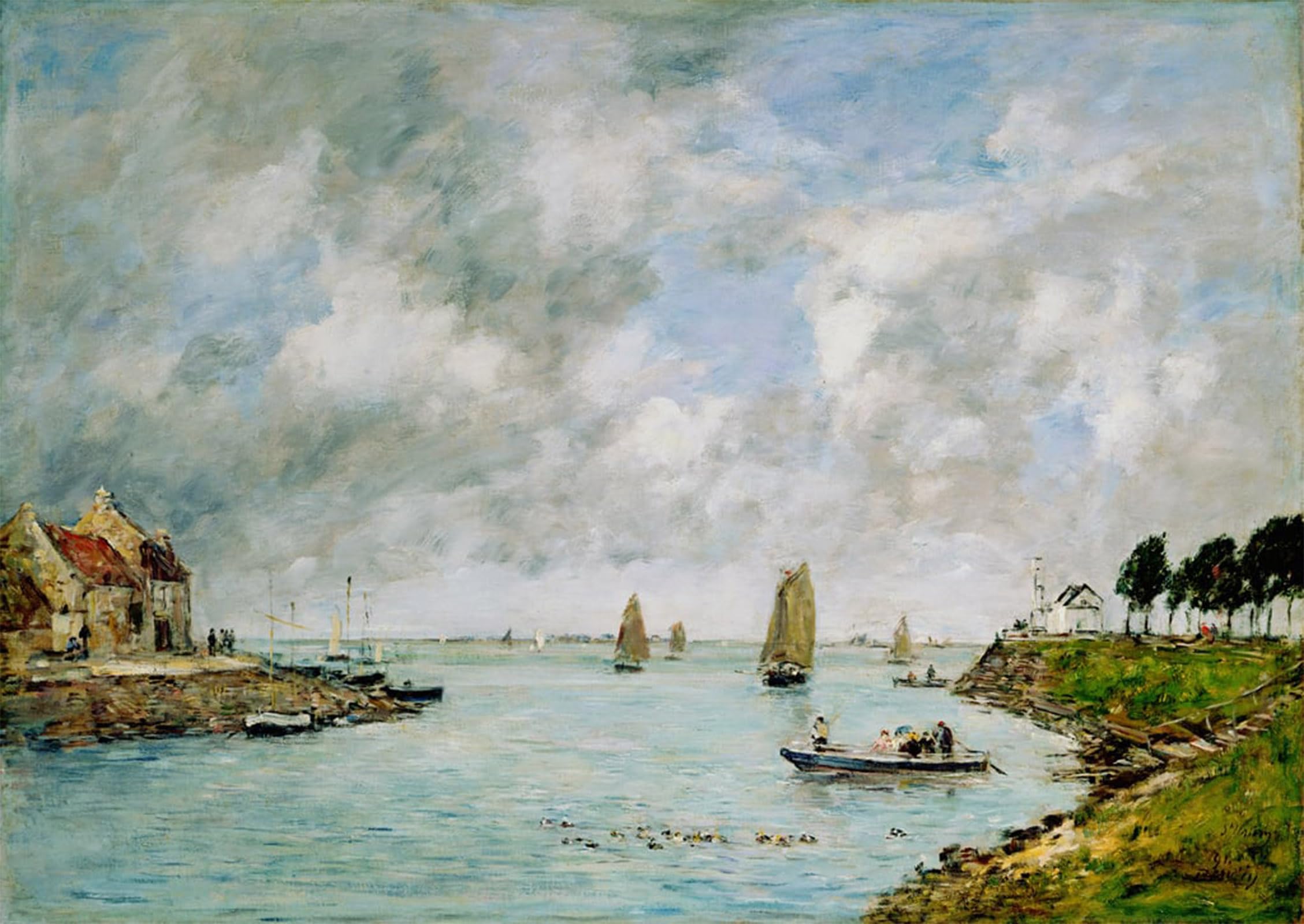 ARTXLXXBN Famous Painting Canvas Artwork Graffiti Print St valery Sur Somme by Eugene Louis Boudin Portrait Canvas Image for Home Decor 60x90cm